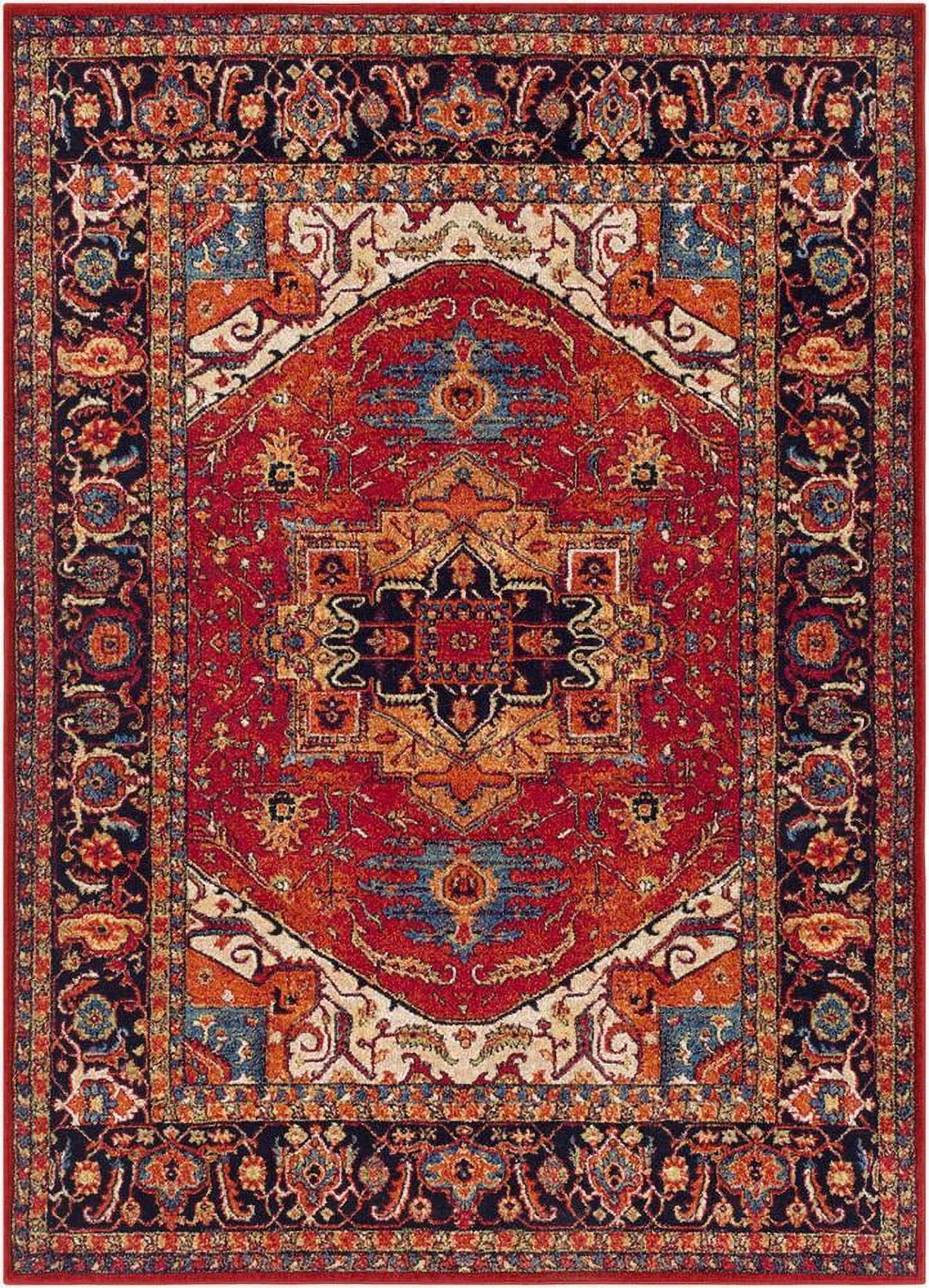 Elanor Traditional Dark Red Hand-Knotted Synthetic Rug 4' x 6'