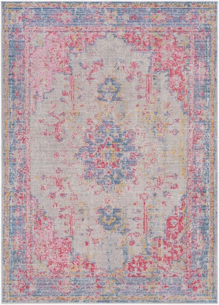 Everly 9' x 12'10" Blue and Pink Synthetic Fur Area Rug
