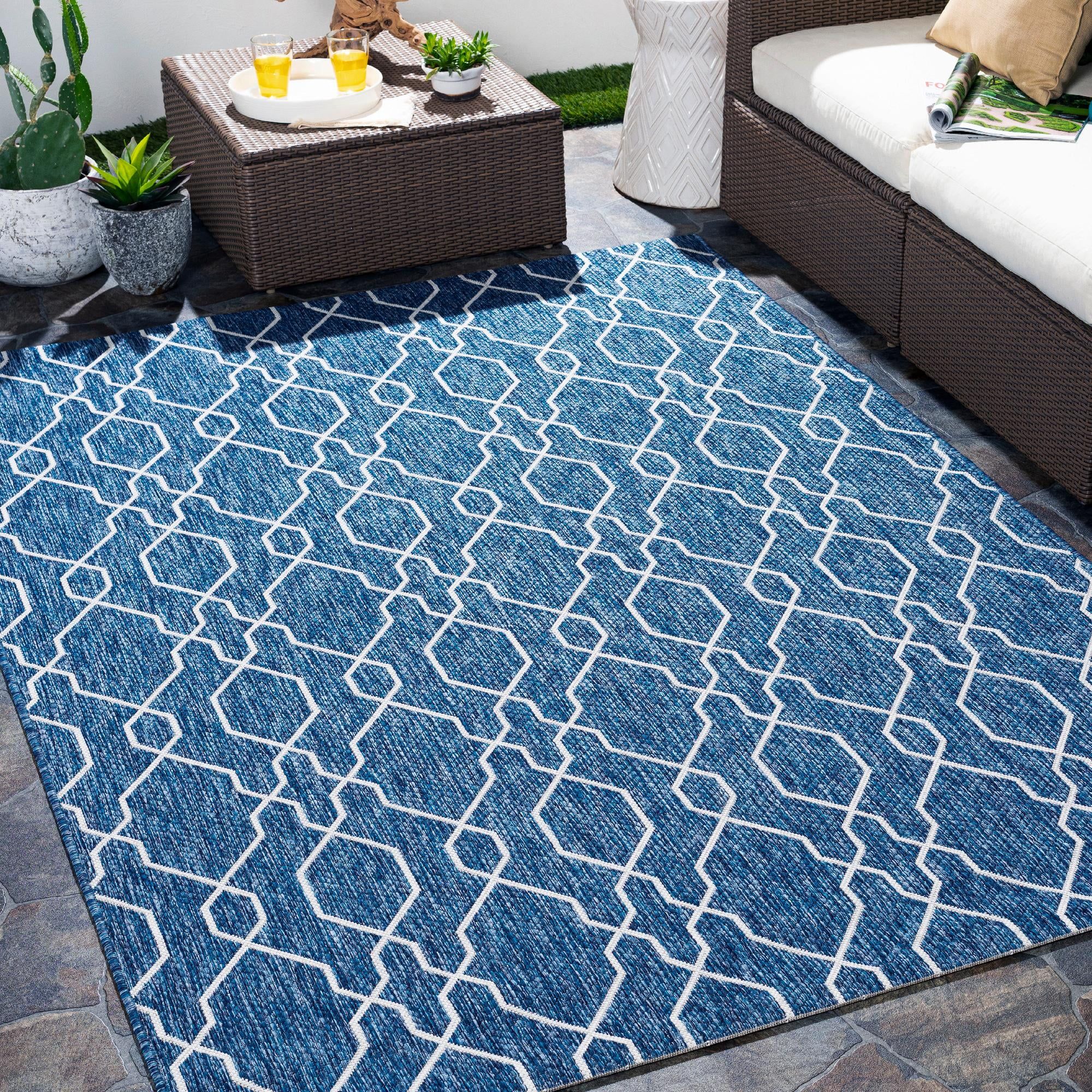 Valentijn Denim Blue Hand-knotted Synthetic Fur 9' x 12' Area Rug