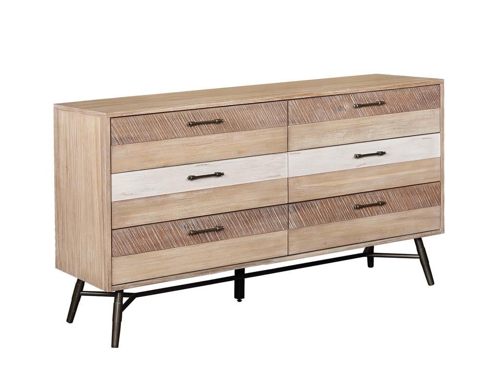 Marlow Rough Sawn Multi 6-Drawer Industrial Dresser