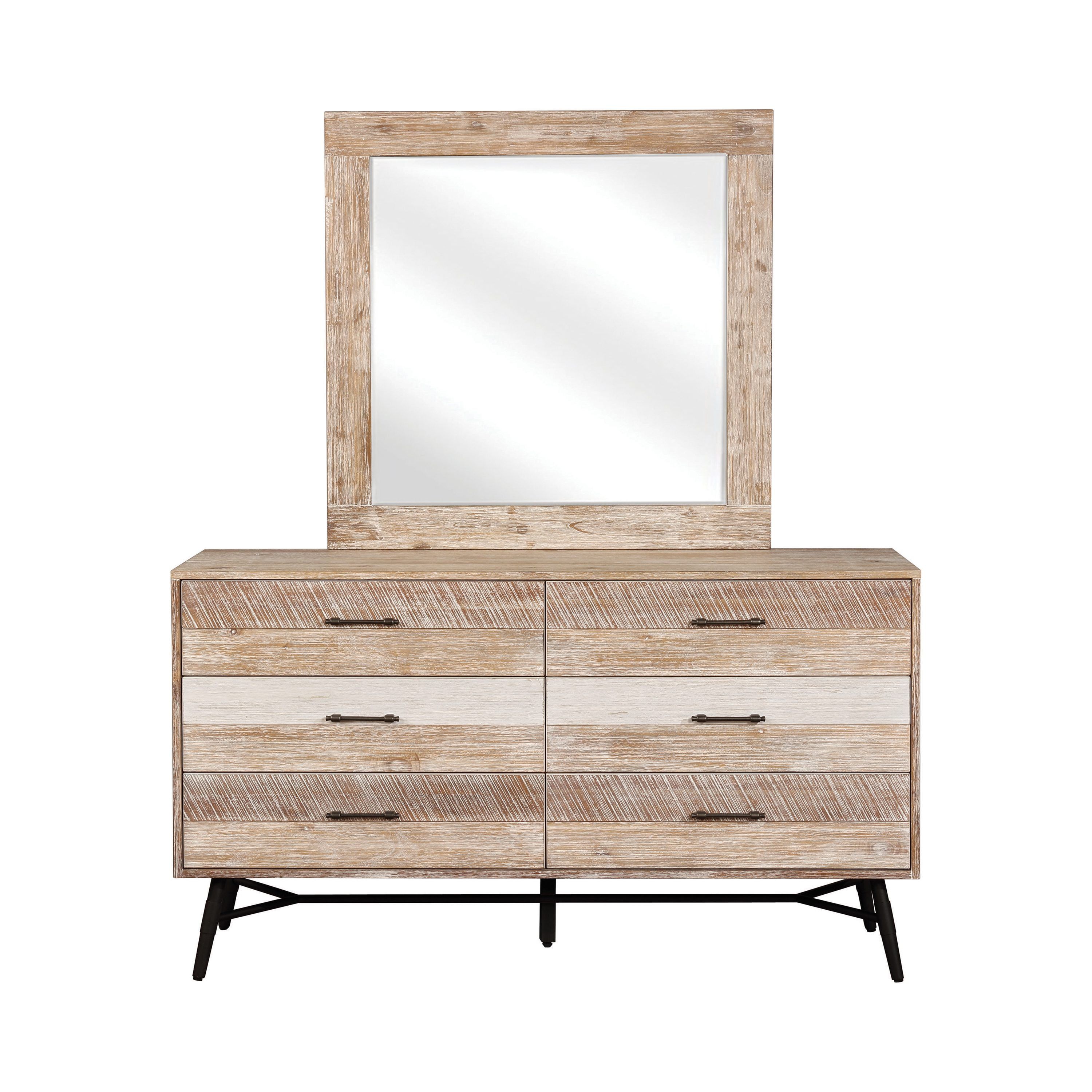 Marlow Rectangular Natural Wood Beveled Mirror