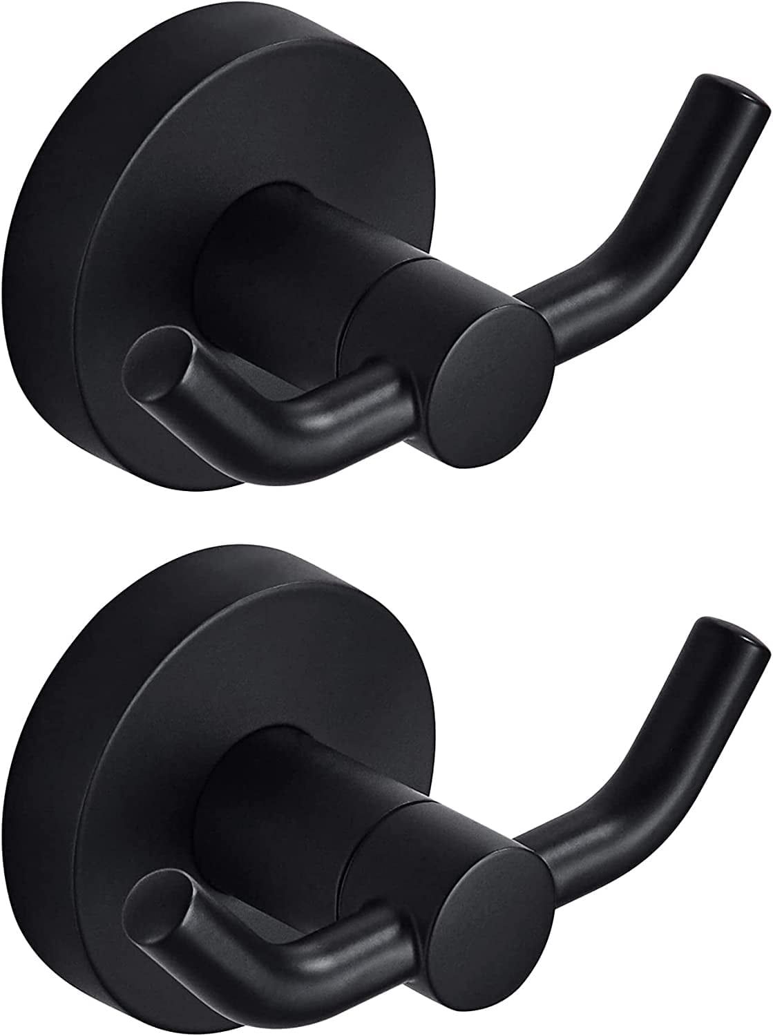 Matte Black Heavy Duty Wall-Mounted Double Hooks, 2-Pack