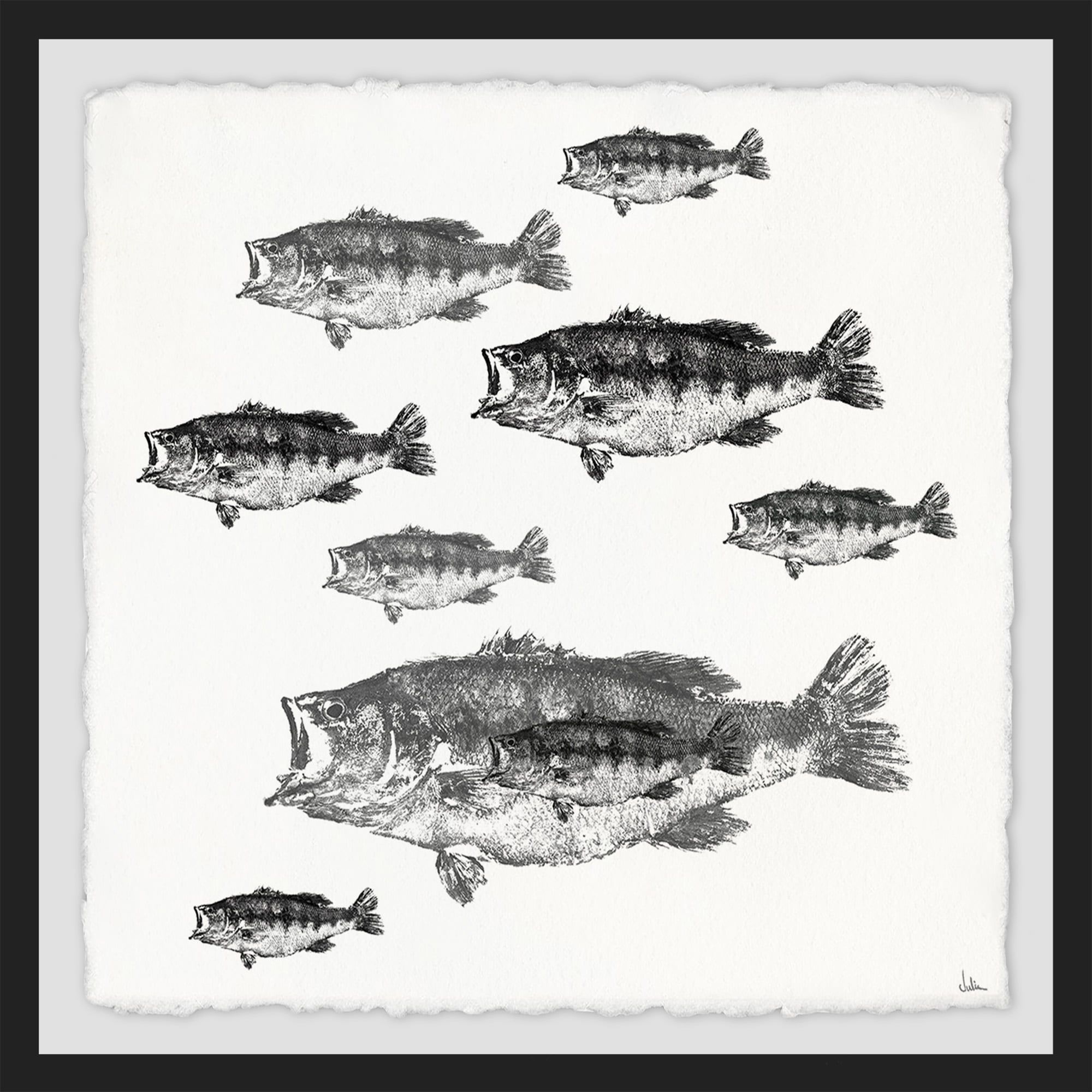 Black and White Fish Print on Canvas Wall Art