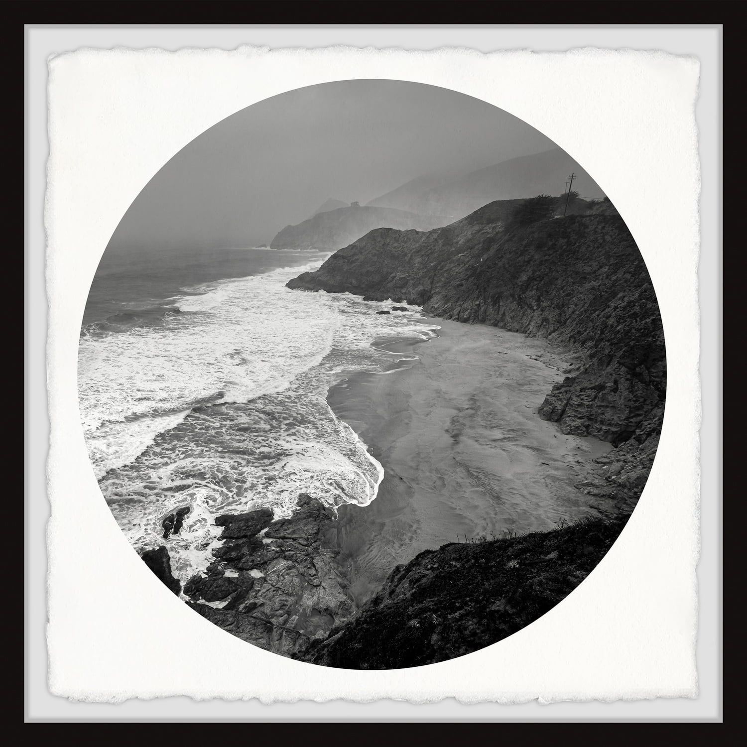 Black and White Coastal Landscape Framed Print, 12x12