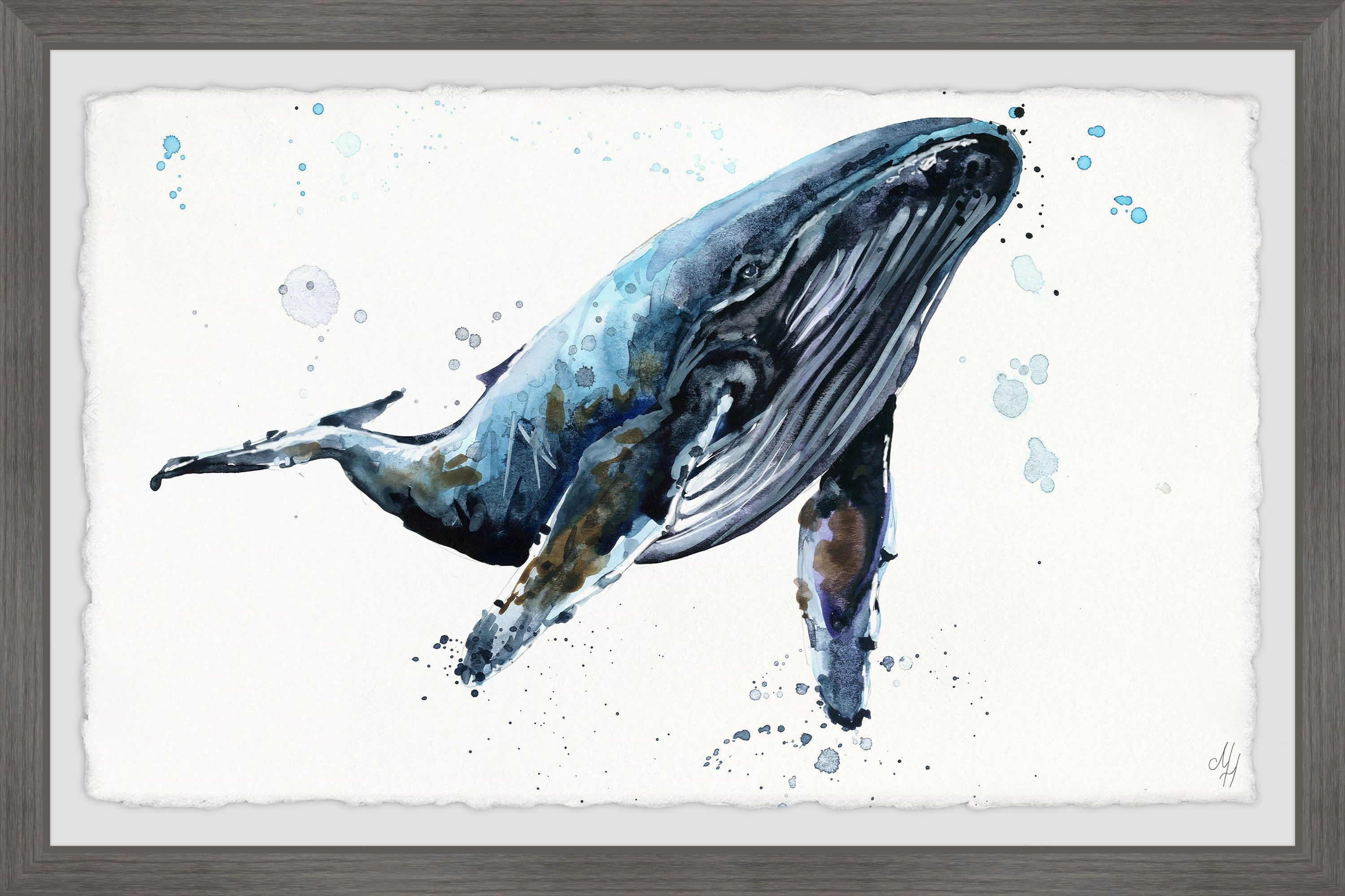 Blue Whale Watercolor Canvas Print for Kids Nursery