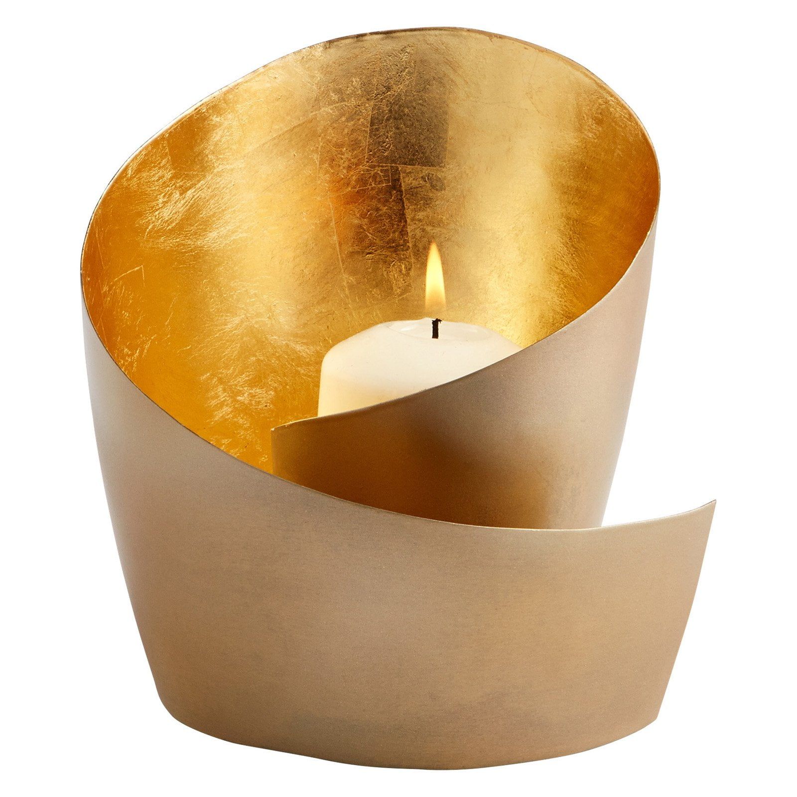 Contemporary Gold Brass Wrapped Candleholder