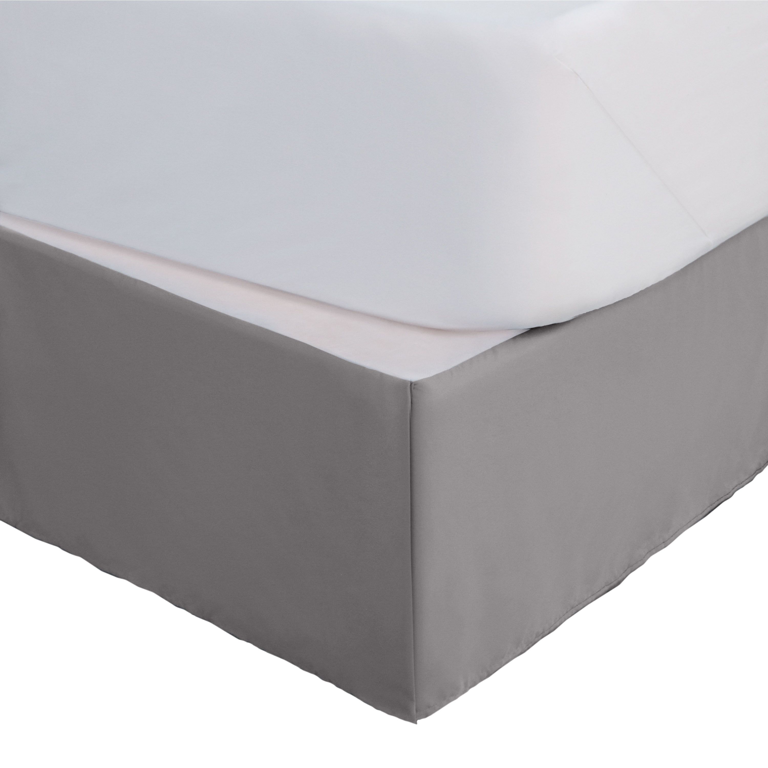 Gray Polyester Queen Bed Skirt with 15-inch Drop