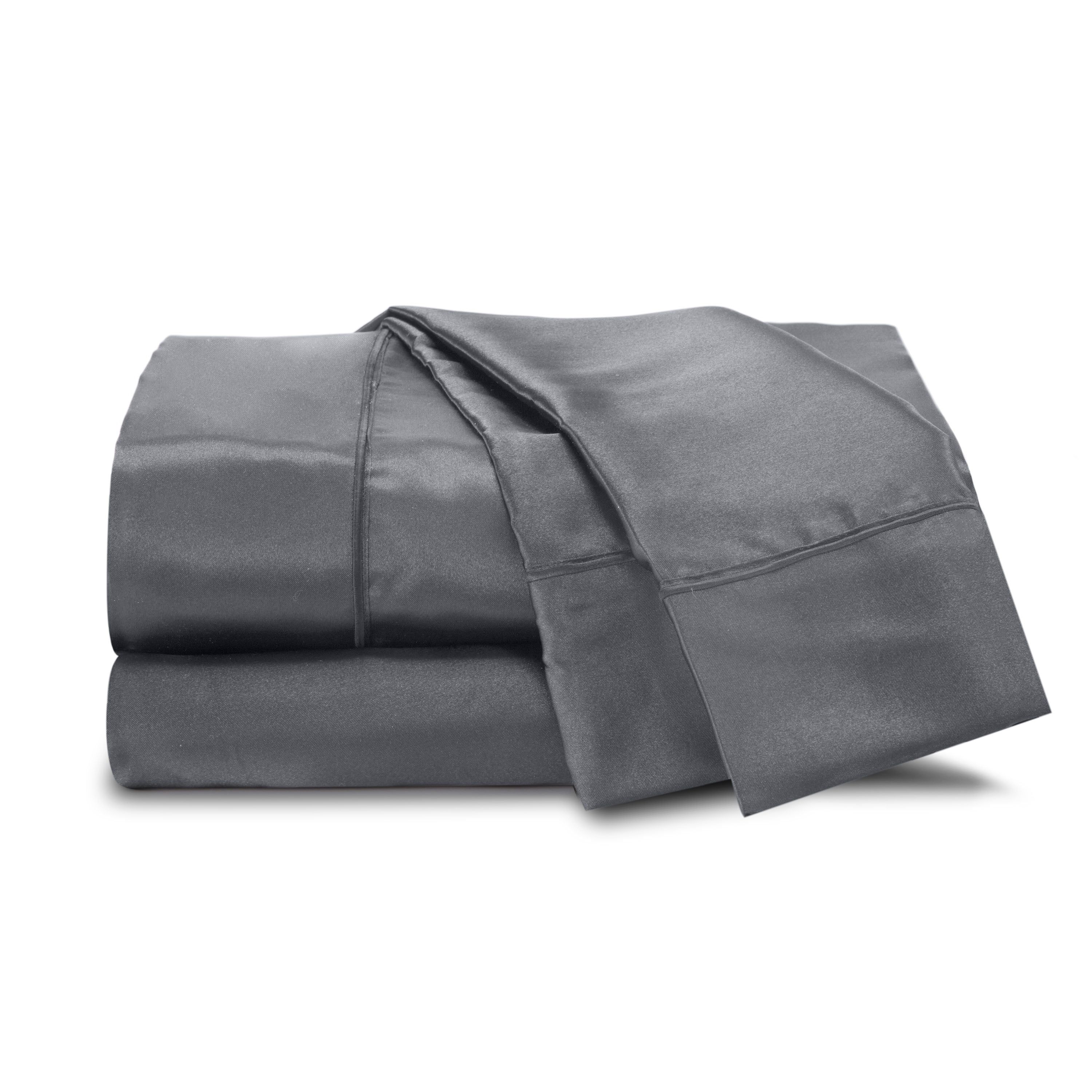 Silver Full Size Satin Microfiber Sheet Set