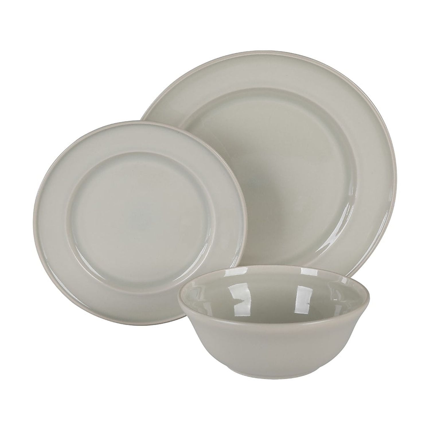 Gray Porcelain 12-Piece Dinnerware Set for 4