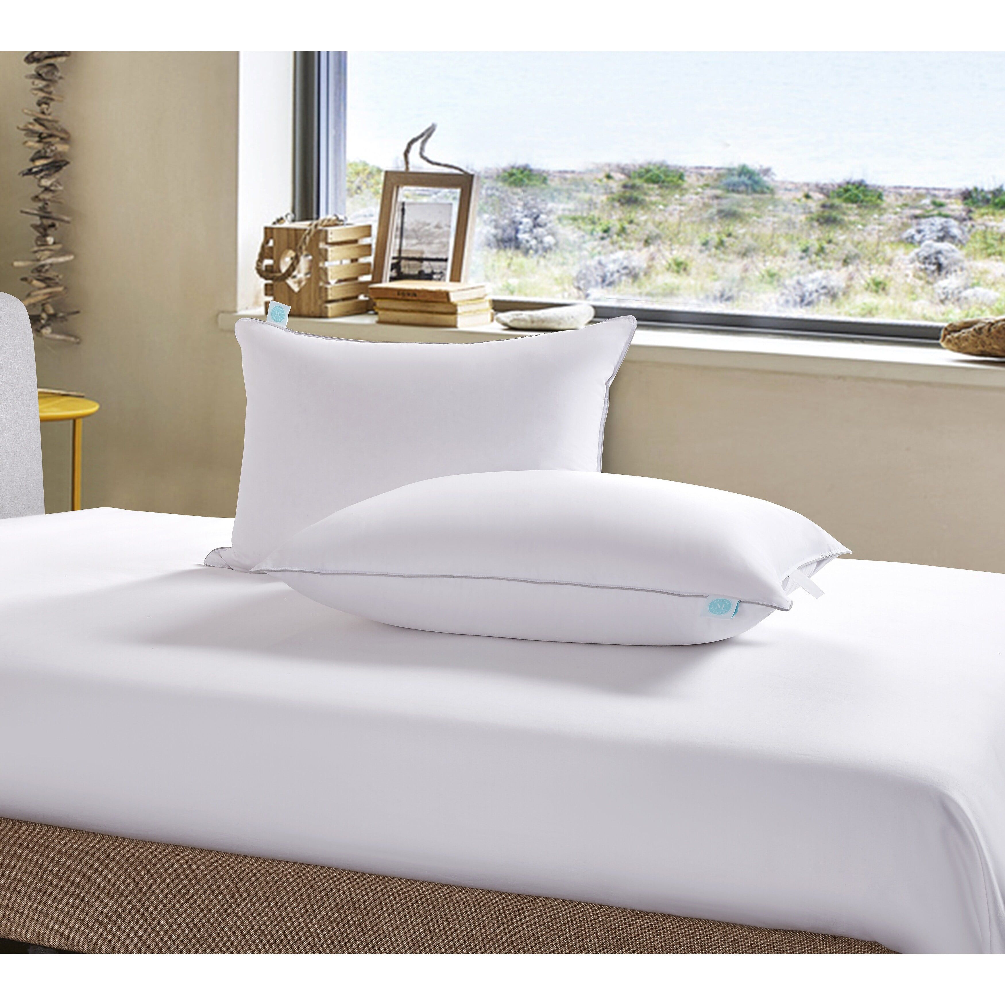 White 400 Thread Count Down Feather Bed Pillow - Standard