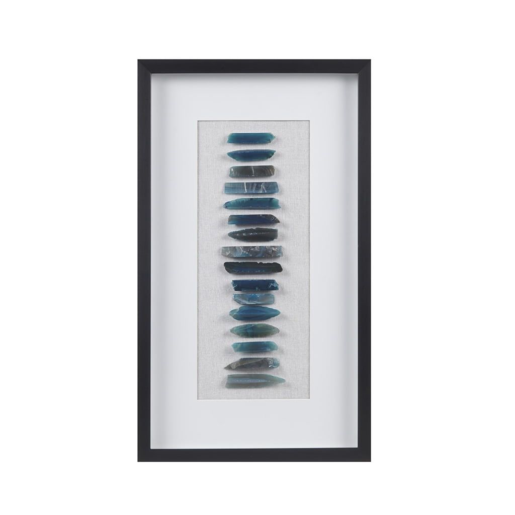 Cerulean Blue Agate Stones Framed Rectangular Shadowbox