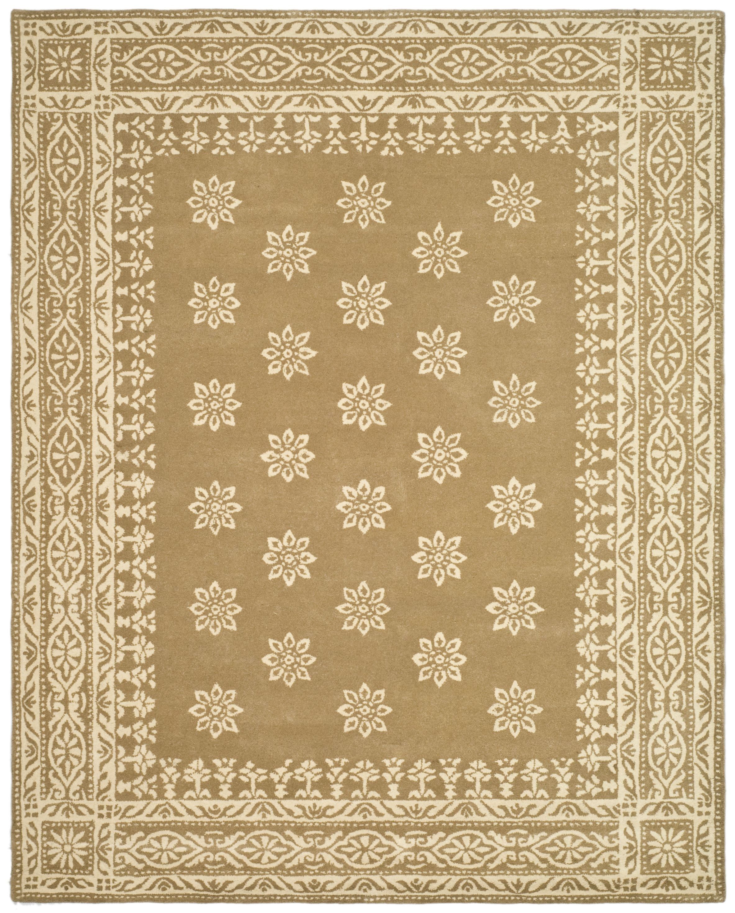 Beige and White Hand-Tufted Wool 8' x 10' Area Rug