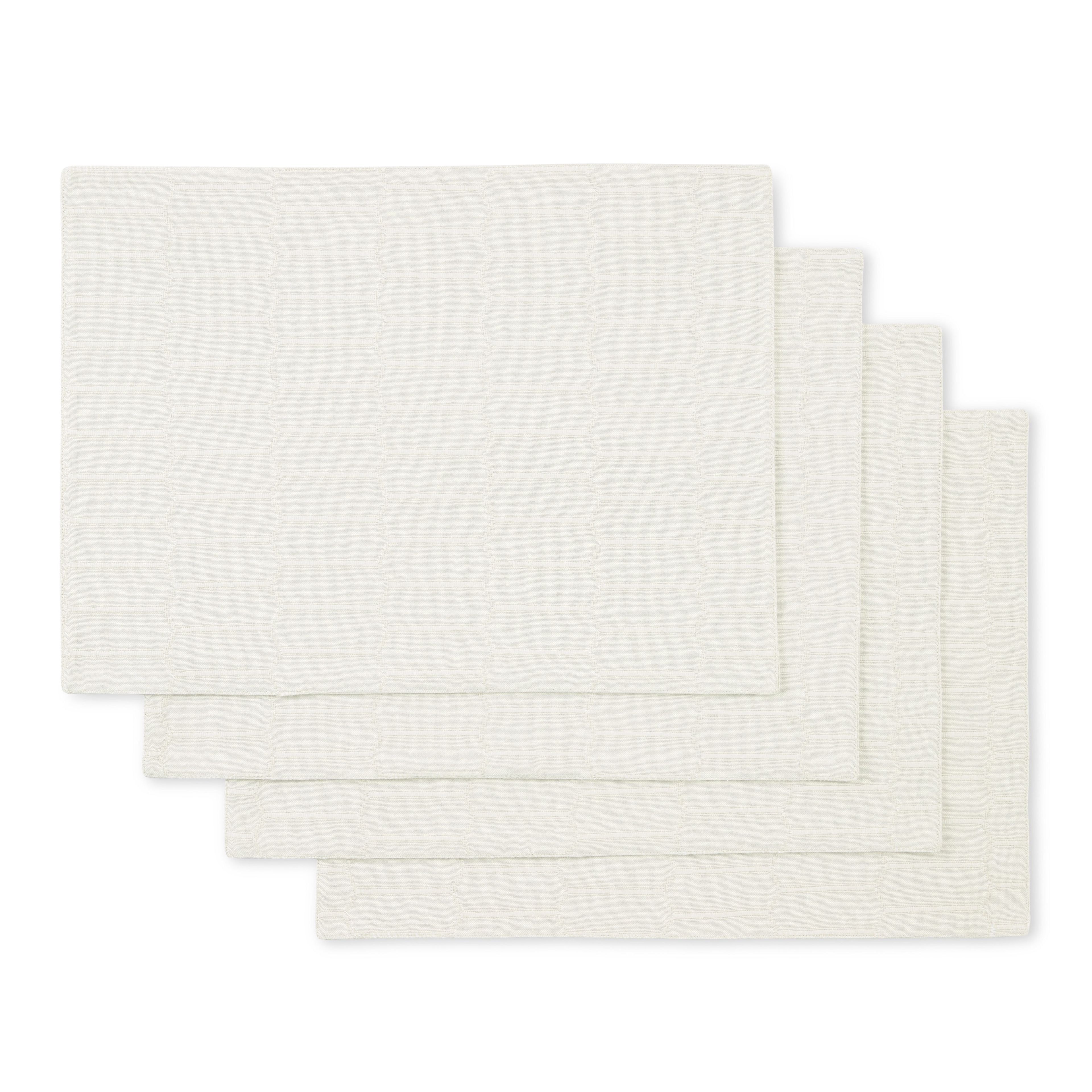 Beige Honeycomb Reversible Cotton-Blend Placemats, 4-Pack, 13"x17.5"