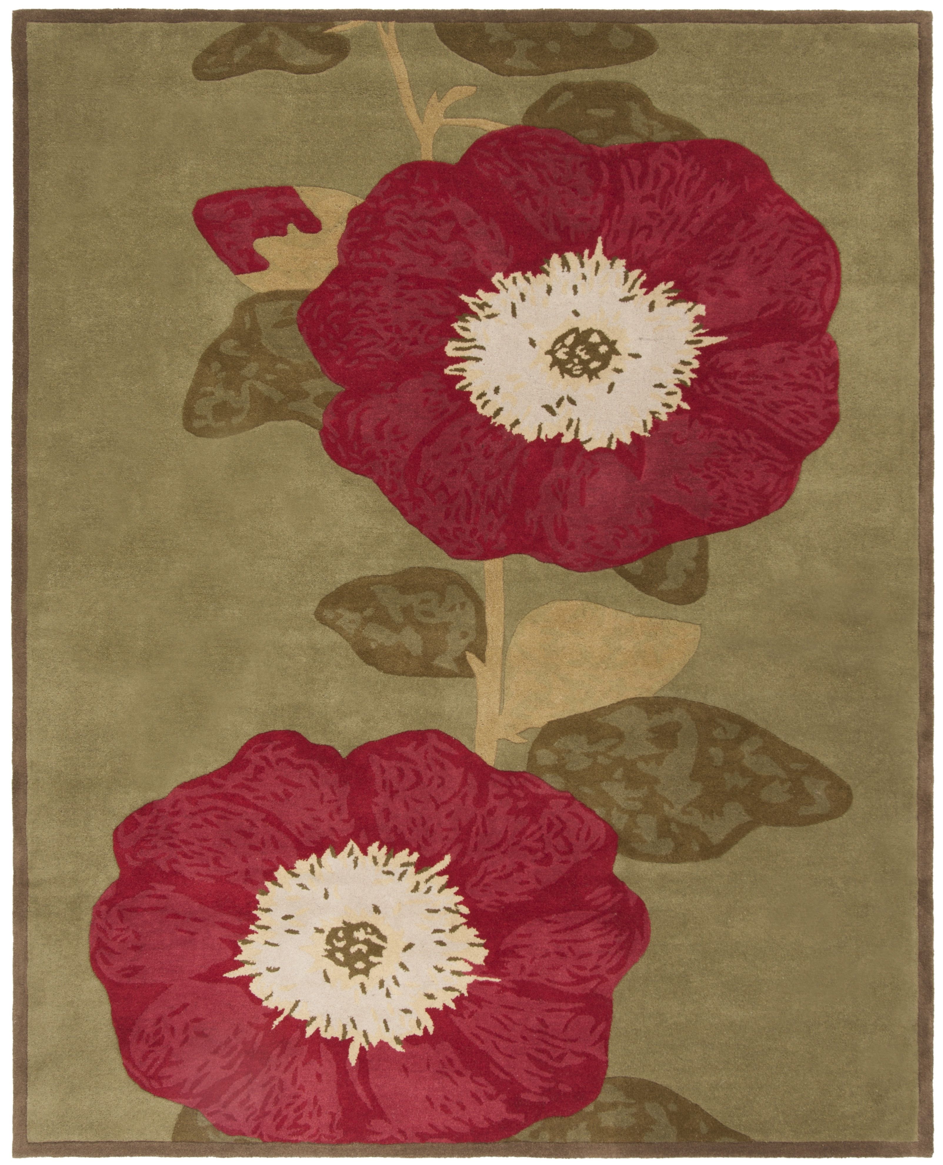 Handmade Red Floral Wool 9' x 12' Area Rug