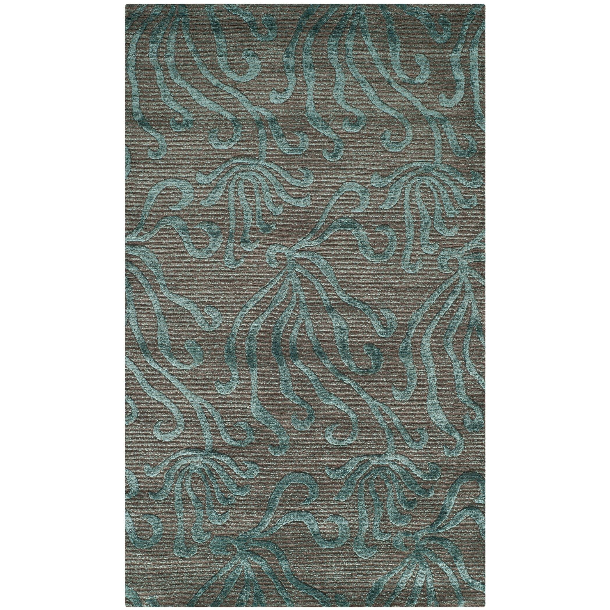 Lagoon Hand-Knotted Wool and Silk Rectangular Rug