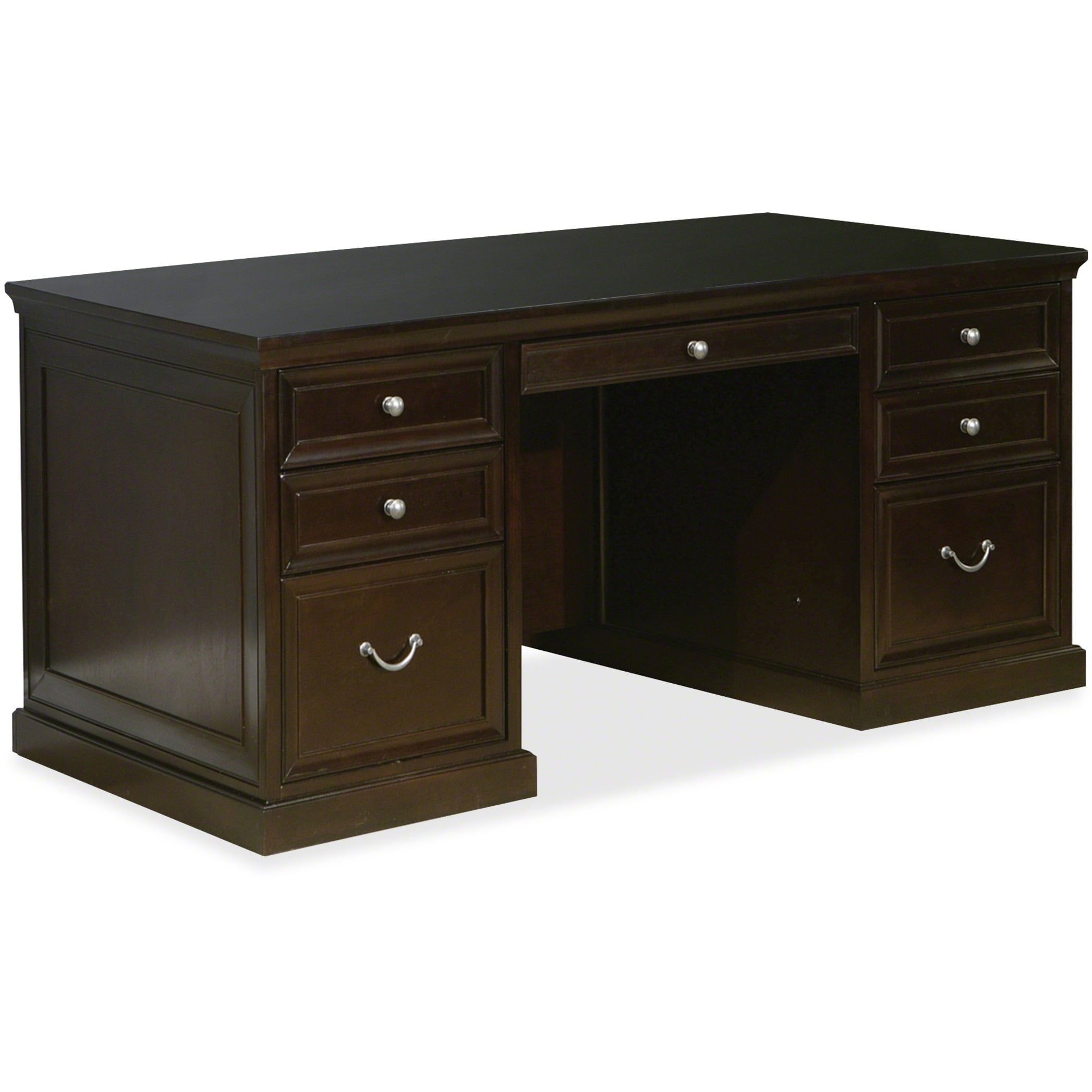 Espresso Wood Executive Desk with Hutch and Drawers