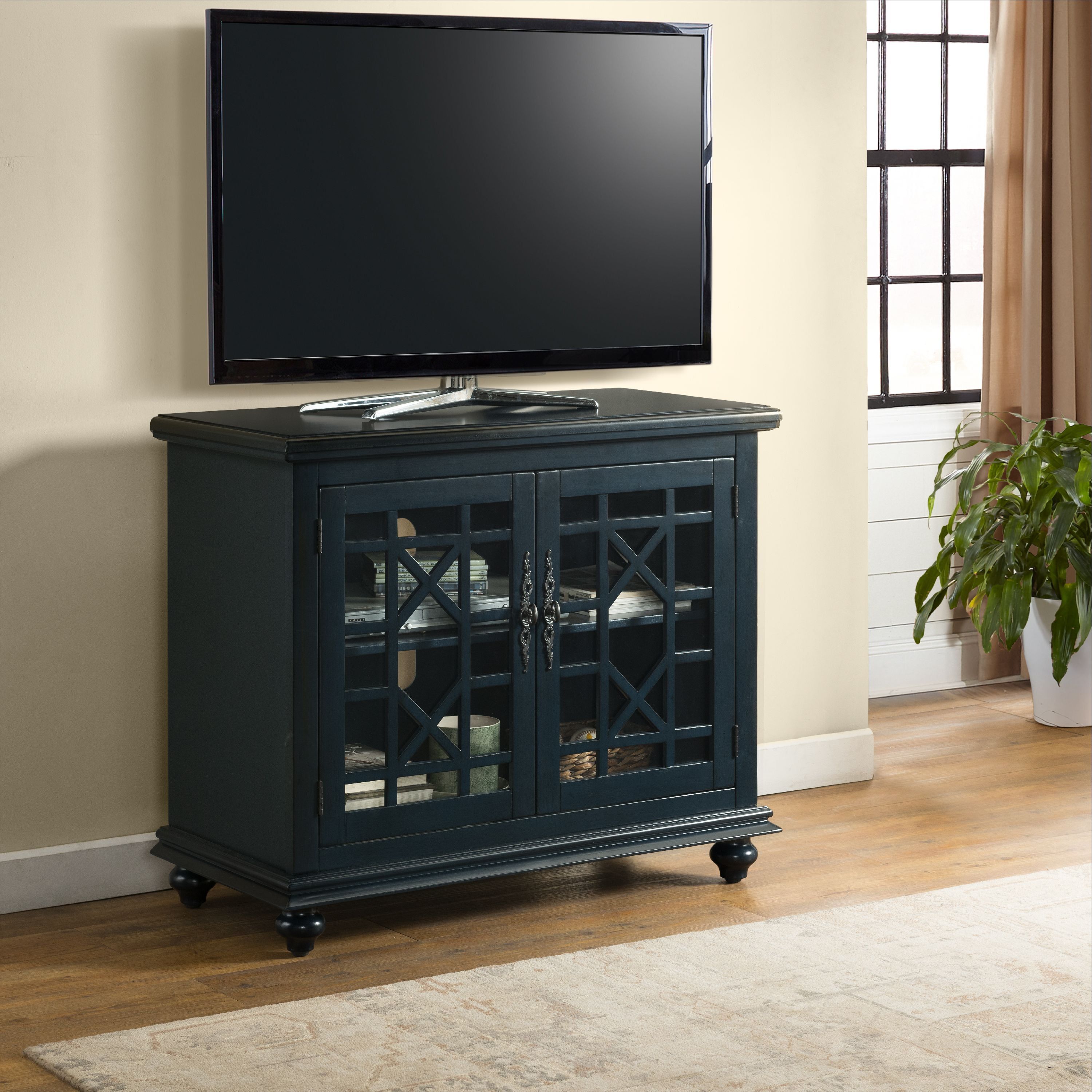Catalina Blue 38" Wood TV Stand with Cabinet