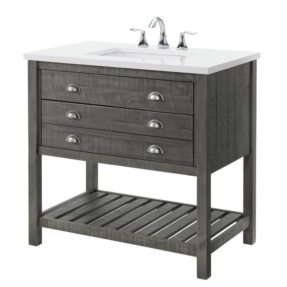 Monterey 37" Gray Pine Wood Single Bathroom Vanity