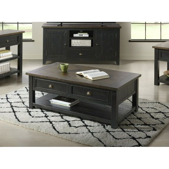 Monterey Dark Wood Rectangular Cocktail Table with Storage