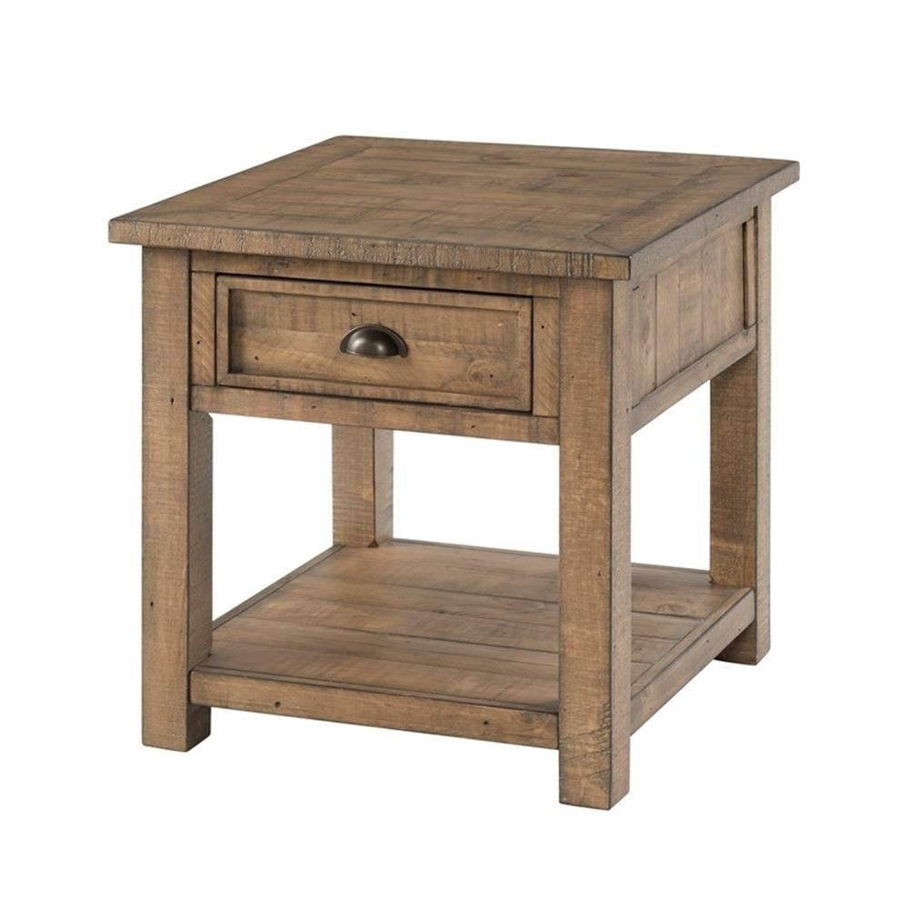 Monterey Coastal Farmhouse End Table with Storage - Reclaimed Natural