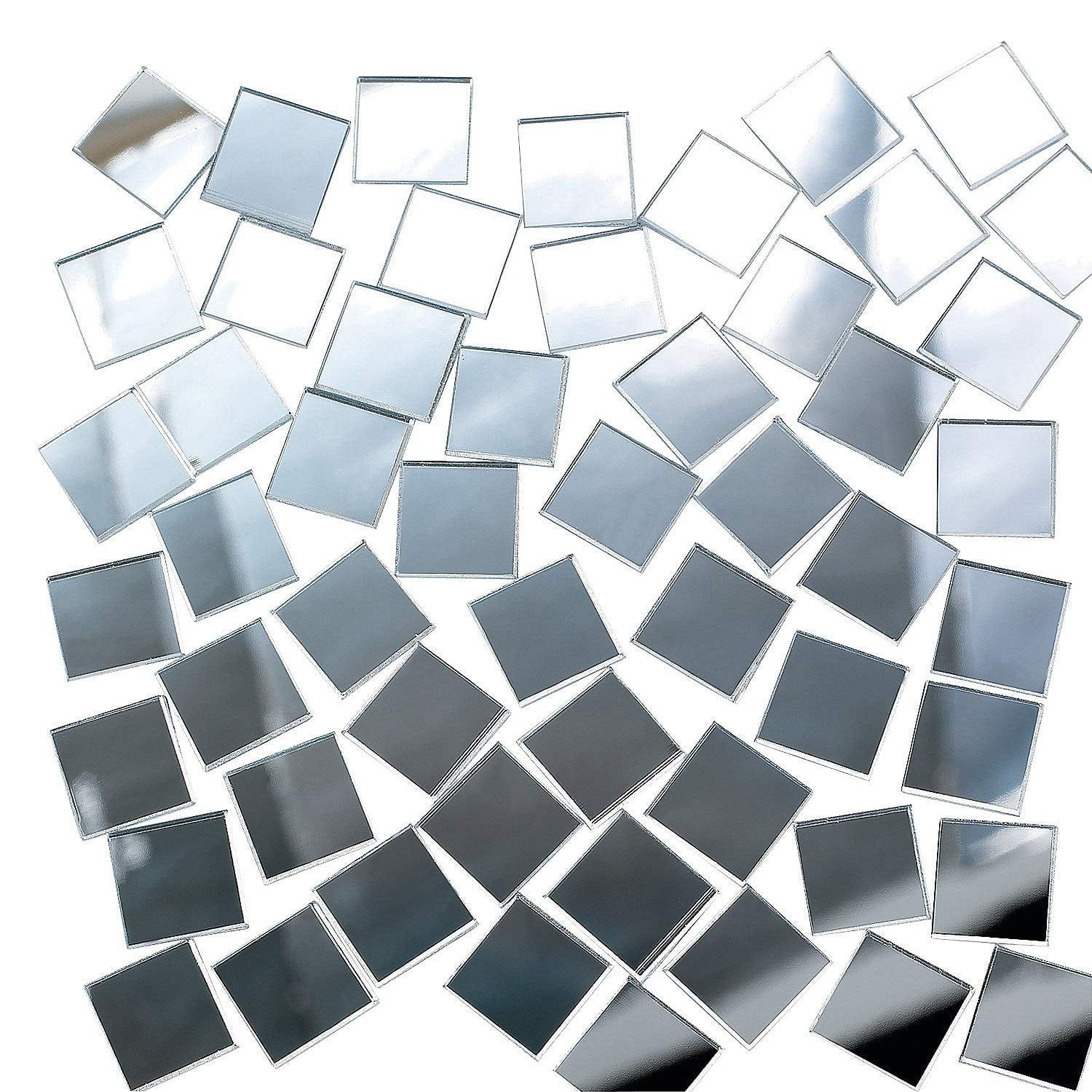 Glossy Silver Plastic Square Mirror Tiles for Crafts, 400 Pieces