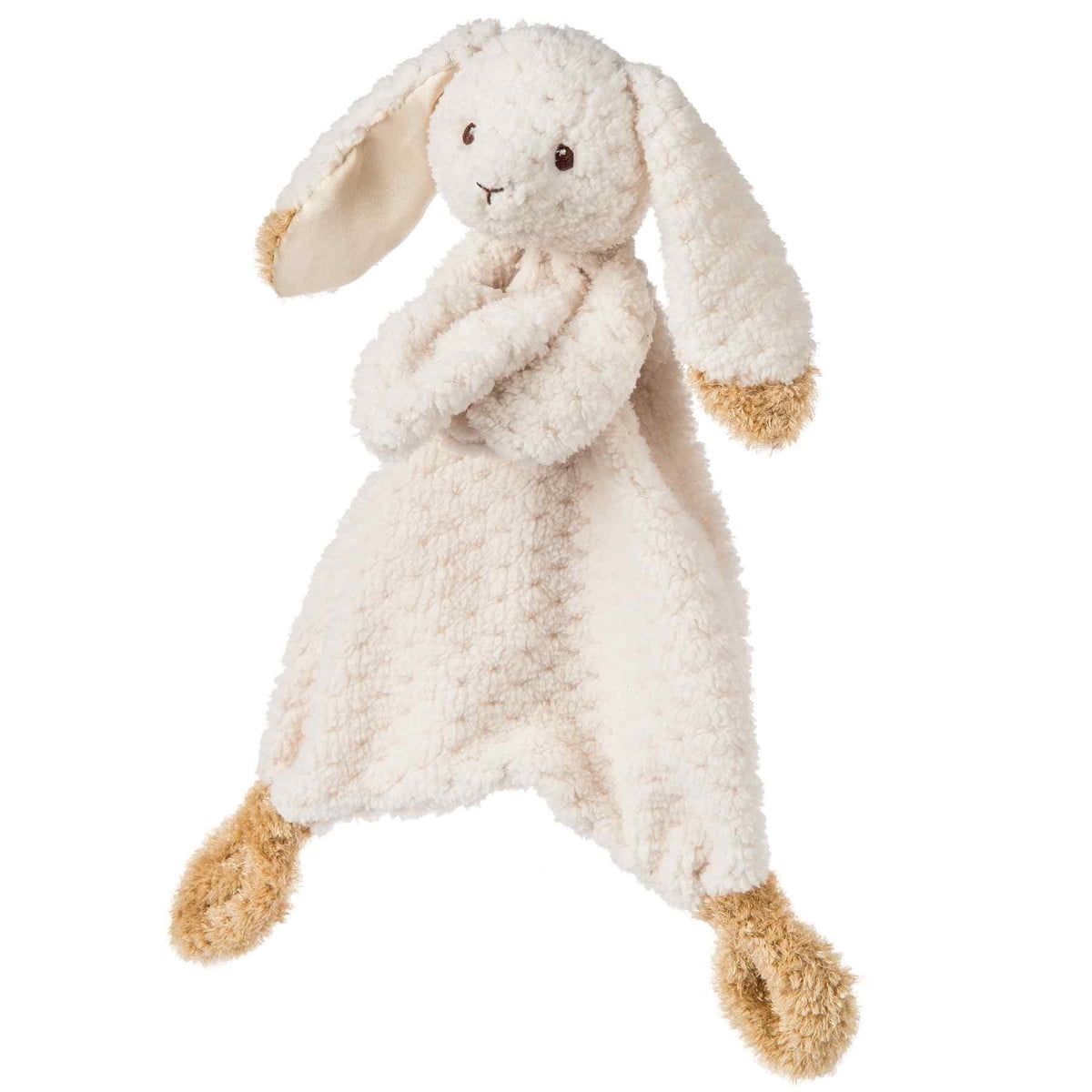 Cream and Golden Brown Plush Bunny Lovey Blanket