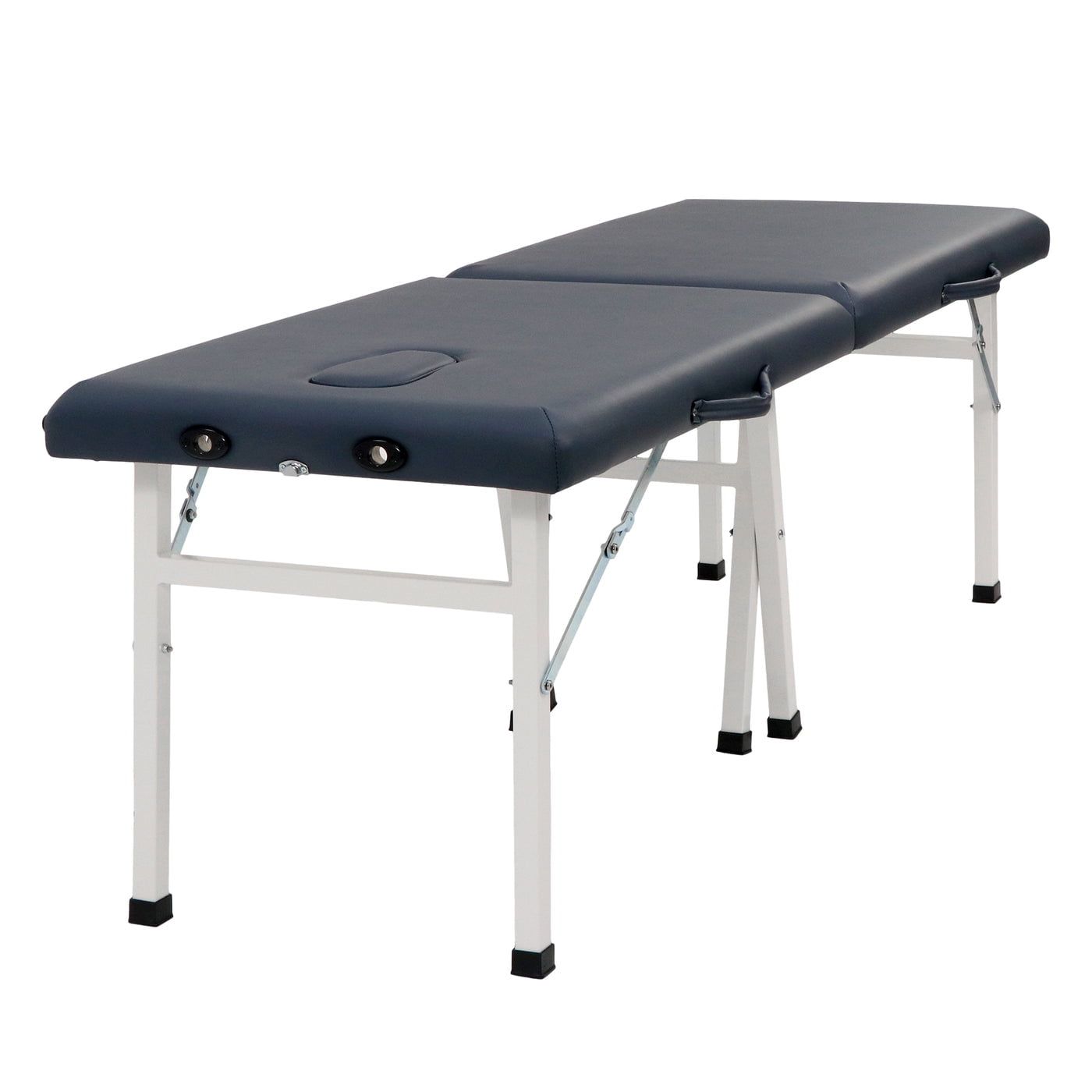 Ergonomic Blue PU Portable Massage Table with Steel Legs