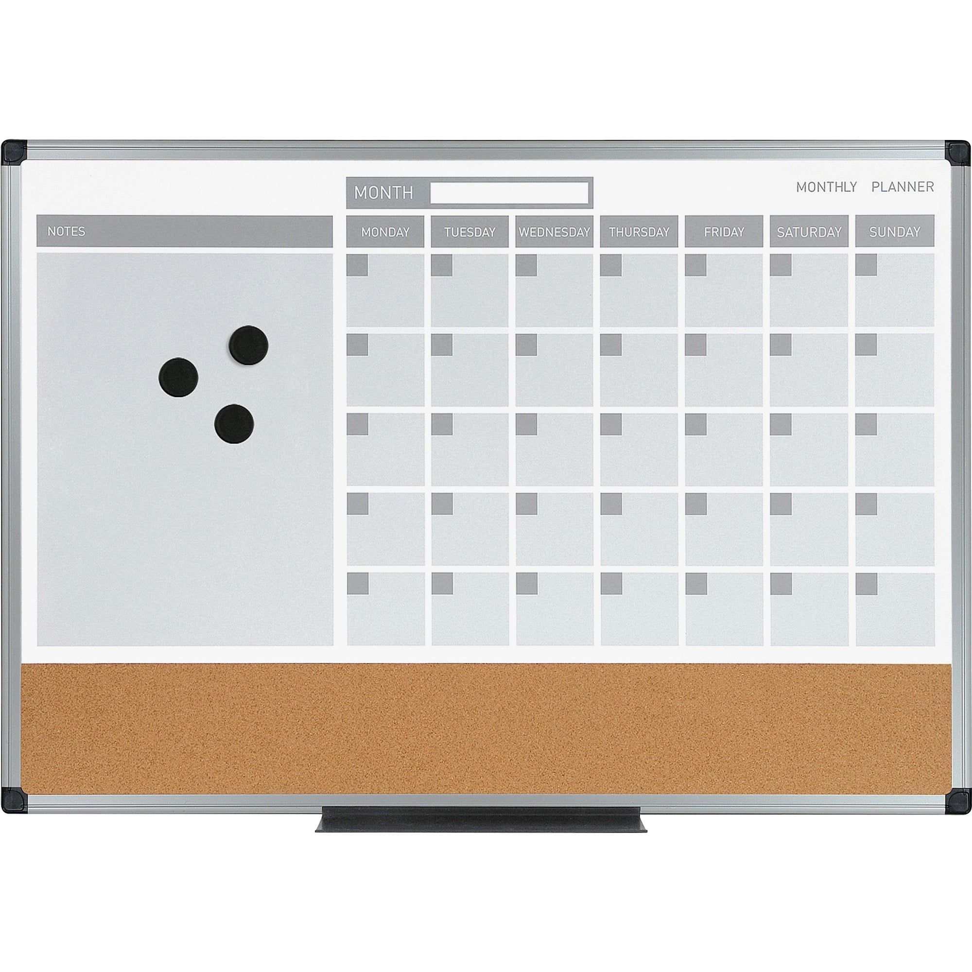 36" x 24" Magnetic Dry Erase Calendar with Corkboard