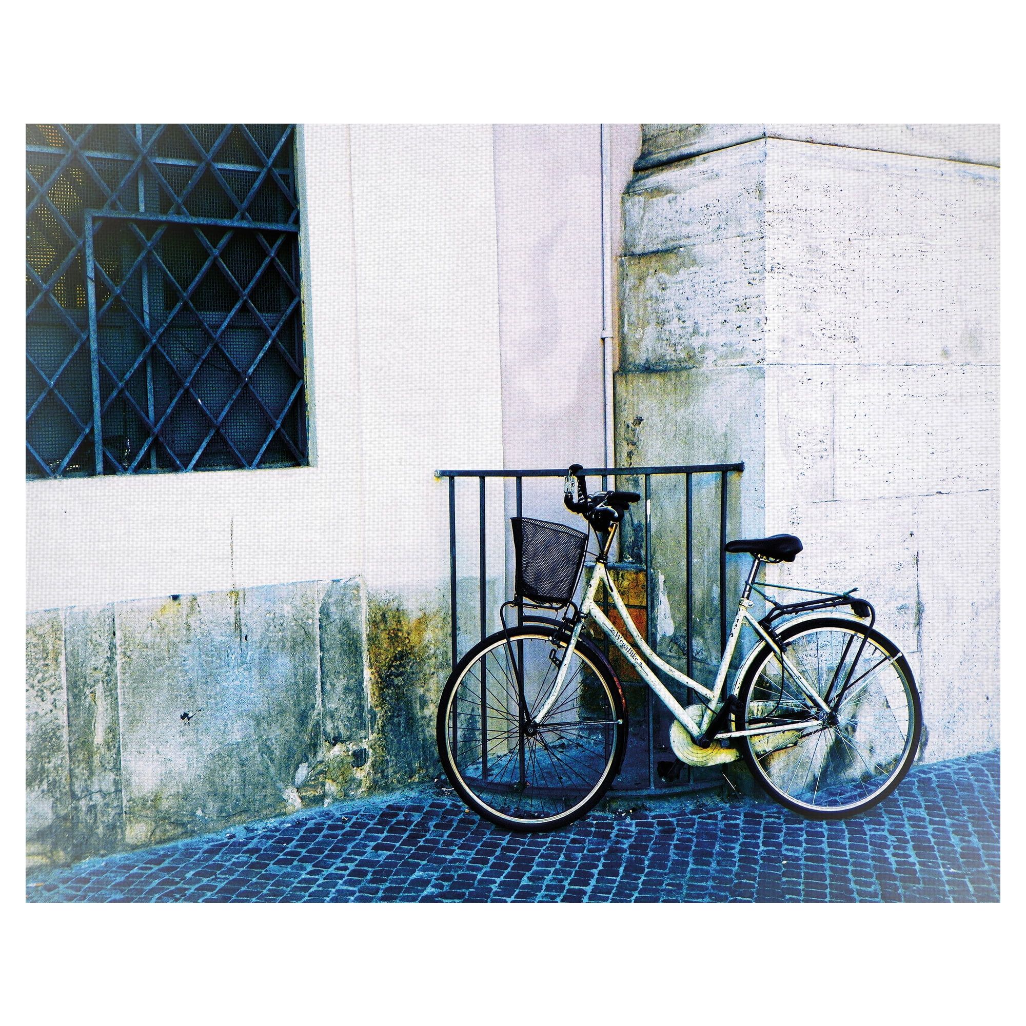 Biking in Italy Blue and White Canvas Print 22" x 28"