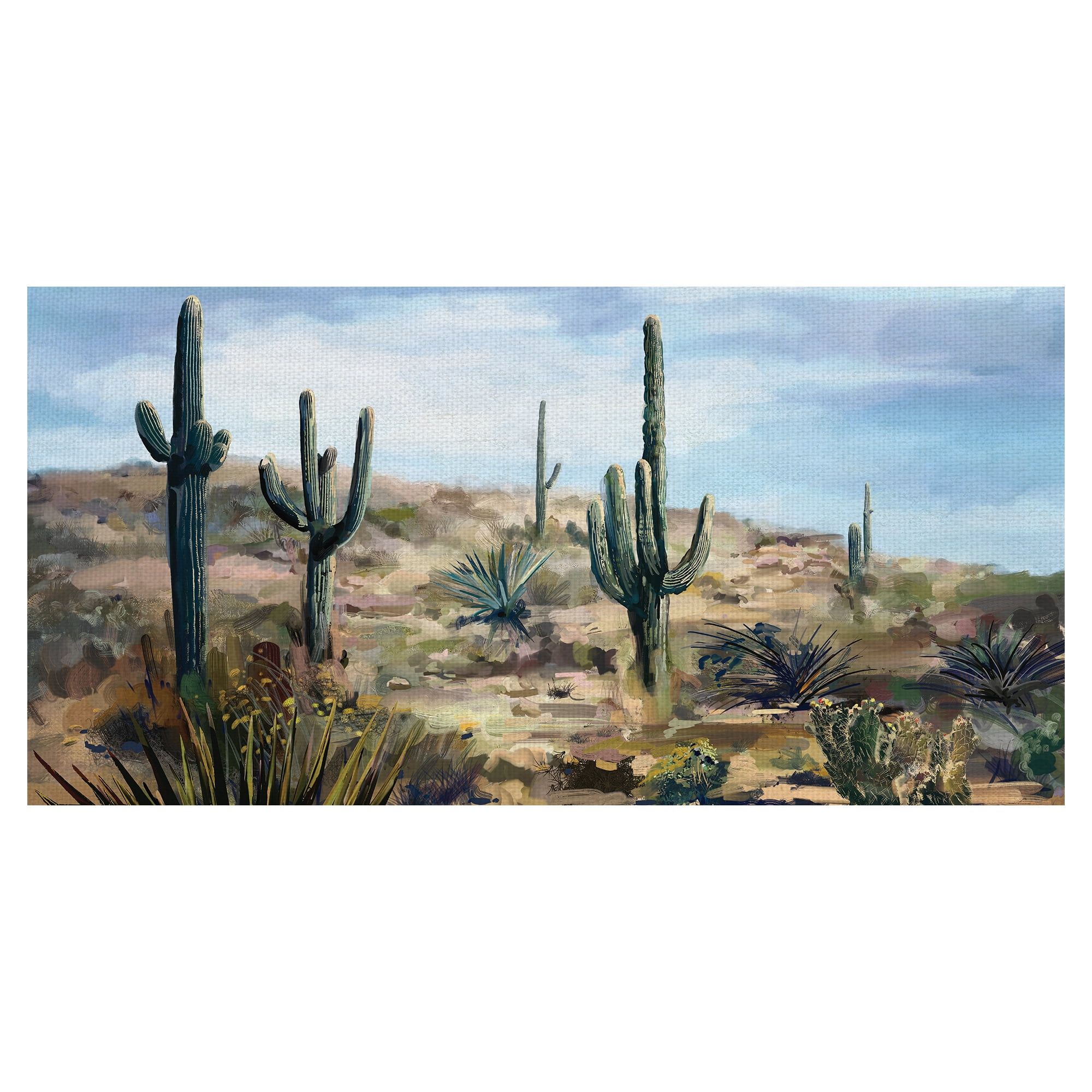 Desert Cactus Vista Southwest Canvas Art Print 24" x 48"