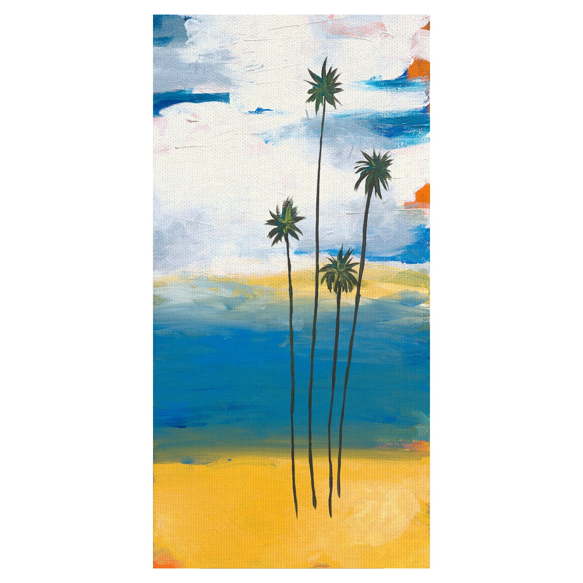 Vibrant Coastal Palm Trees Canvas Art for Kids Room