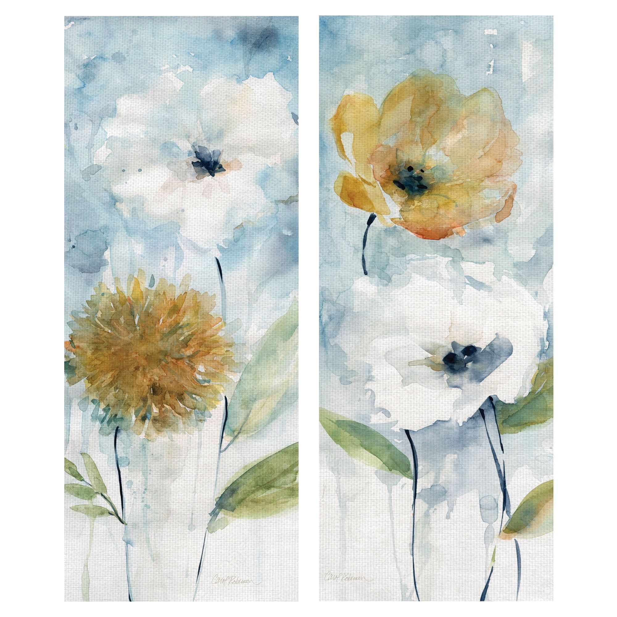 Spring Blooms Watercolor Floral Canvas Art Set