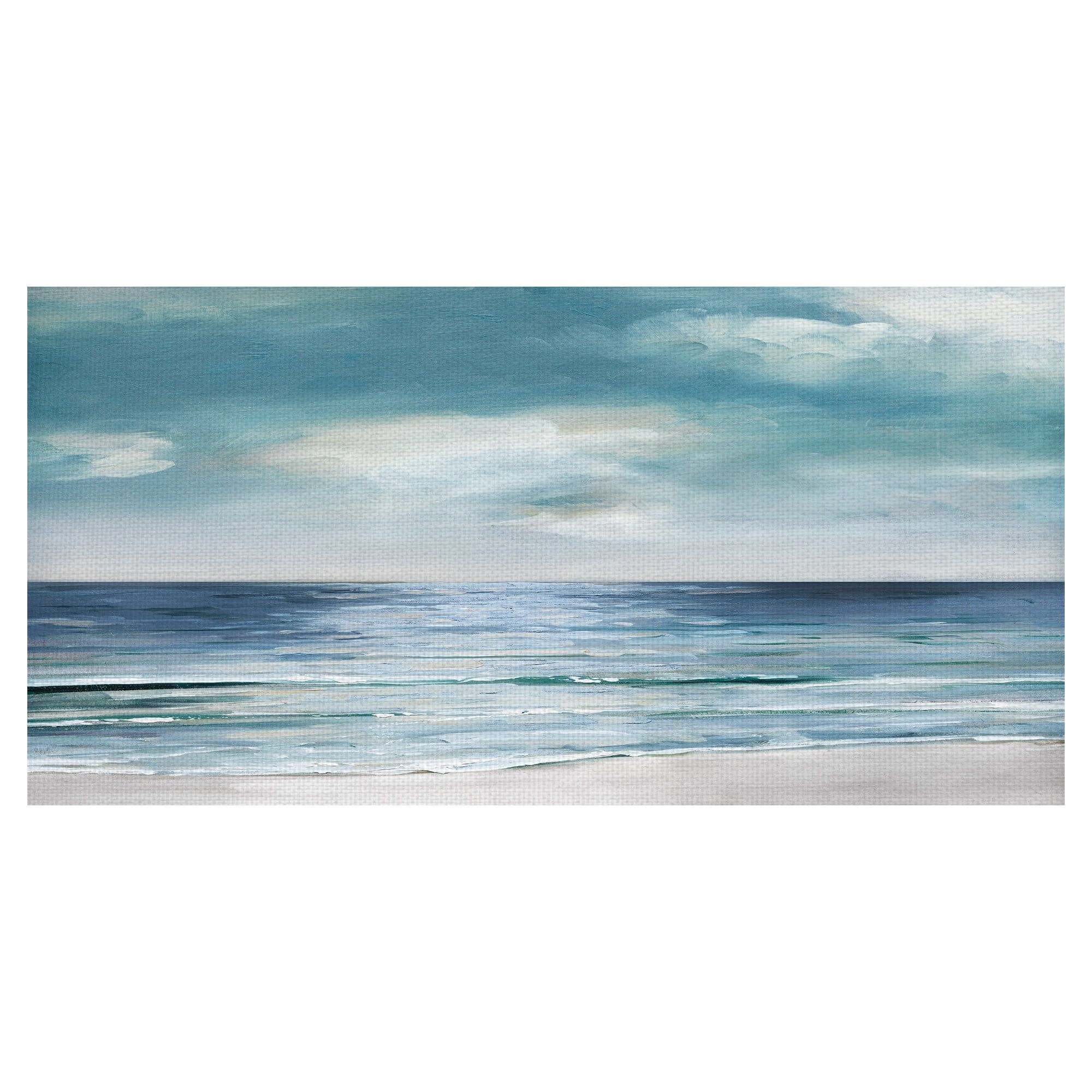 Silver Shore Coastal Landscape Canvas Print for Kids 24" x 48"