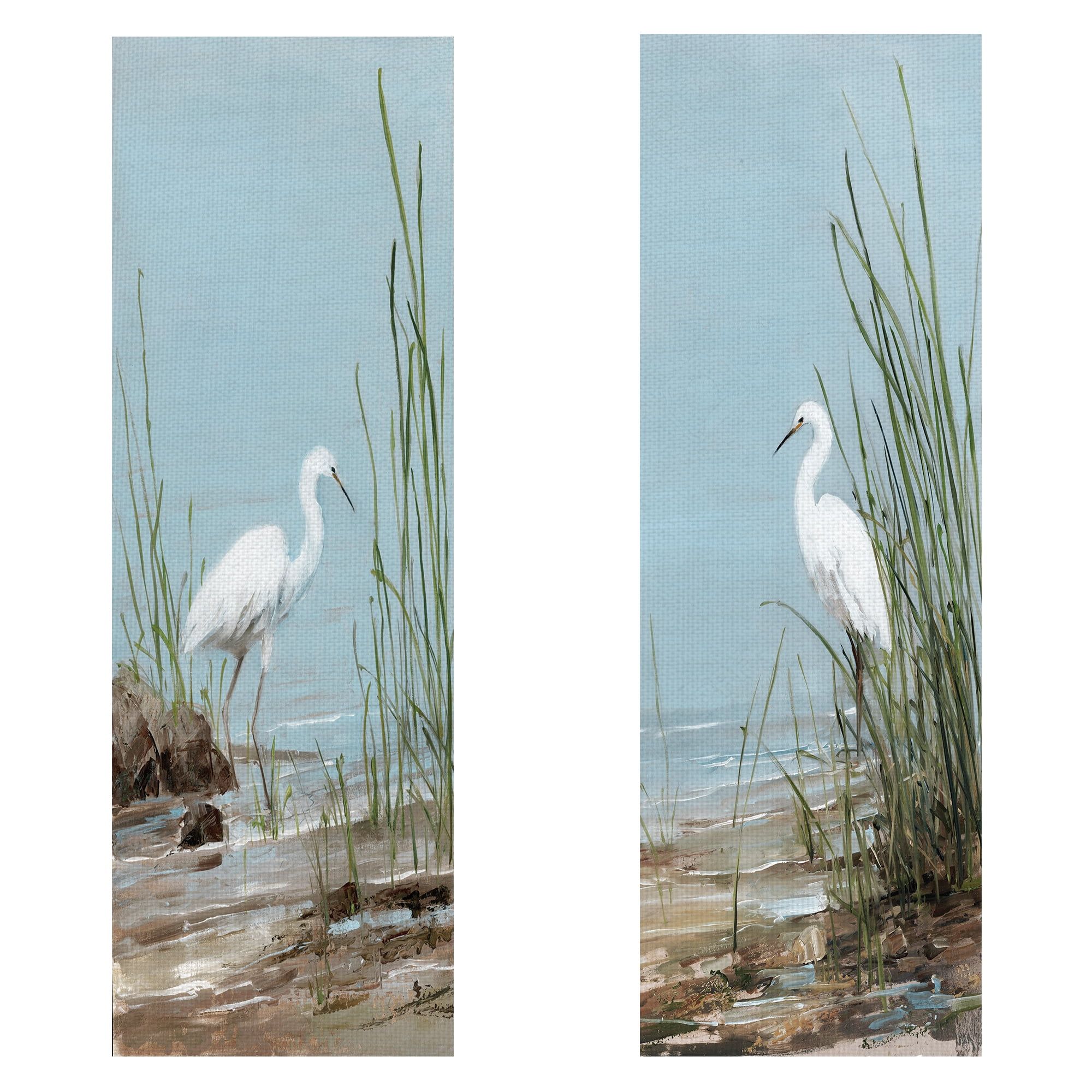 White Shorebird Canvas Art Set for Kids, 12" x 36"
