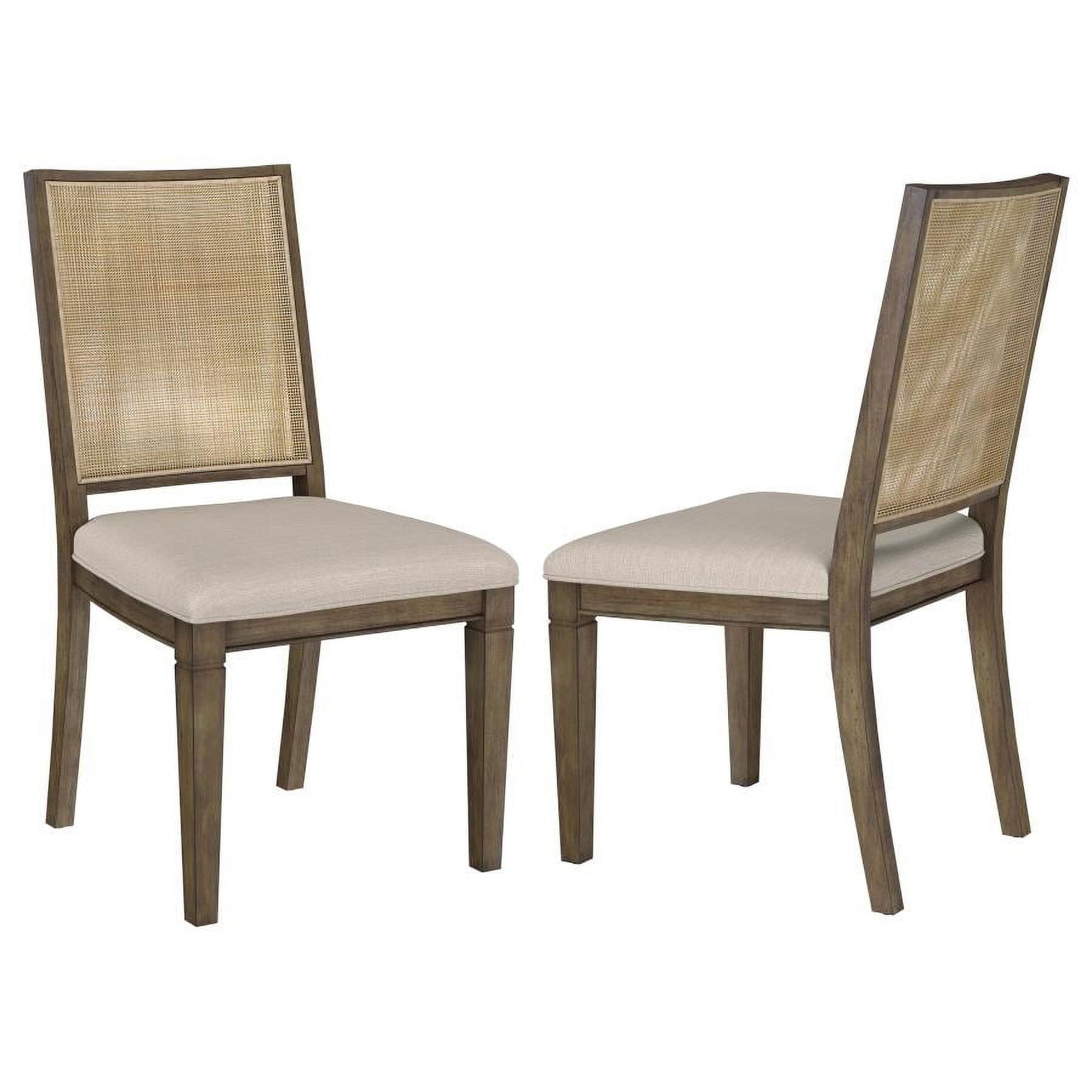 Beige Rattan Cane Back Transitional Side Chair Set