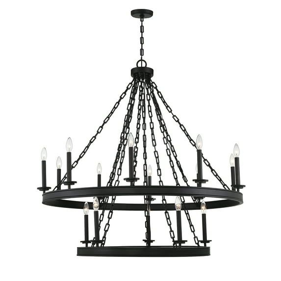 Seville Matte Black 15-Light Two-Tier Chandelier