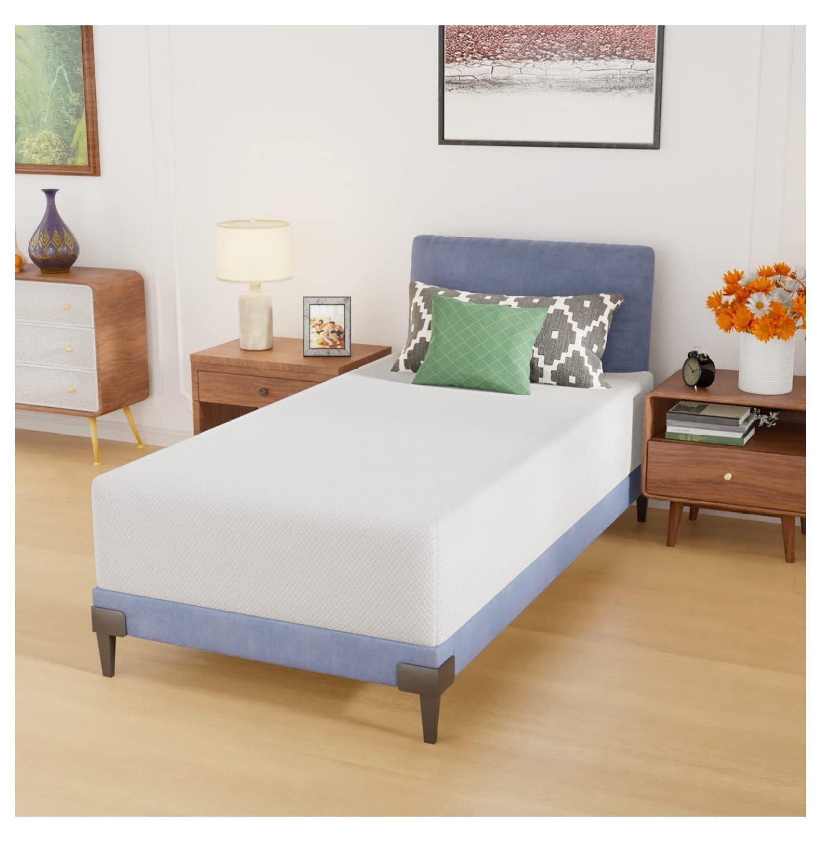 Twin 12-Inch White Gel Memory Foam Mattress with Jacquard Cover