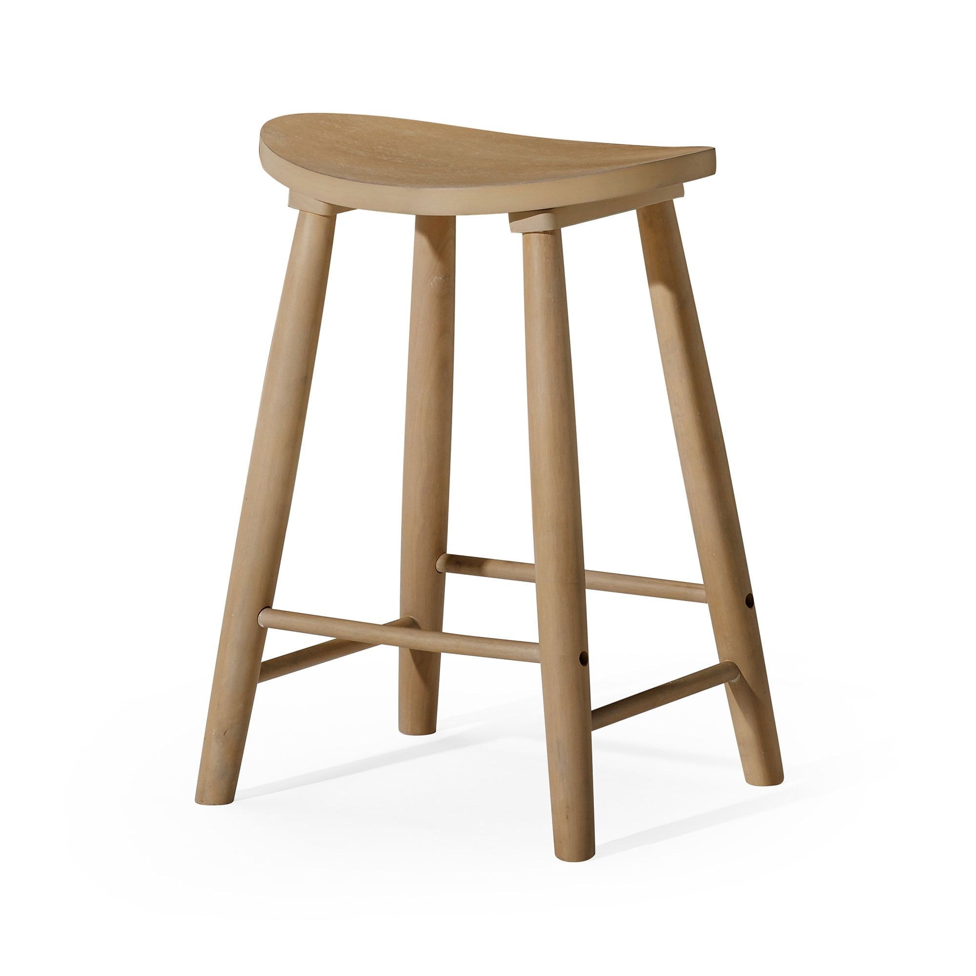 Luna Light Oak Wood Backless Counter Stool