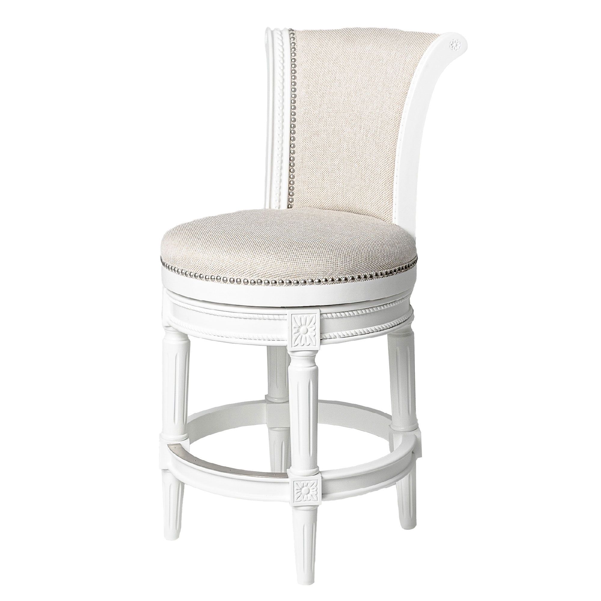 Alabaster White 26" Swivel Counter Stool with Cream Upholstery