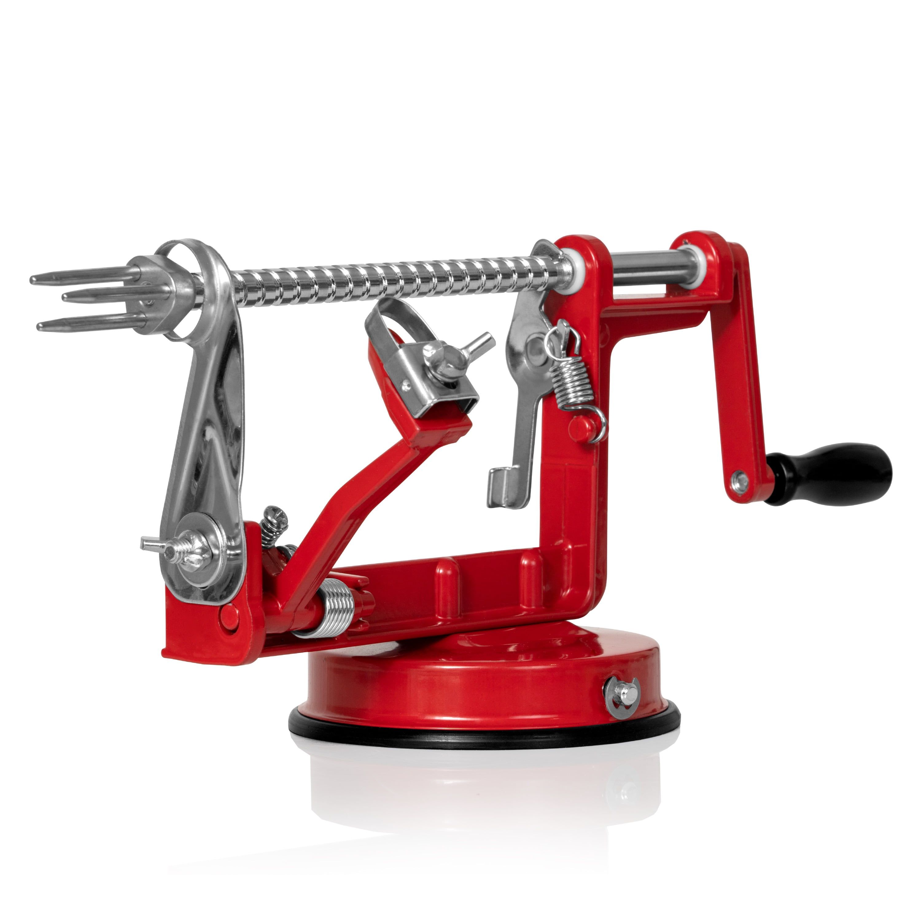 Red Stainless Steel Apple Peeler Corer Slicer with Suction Base