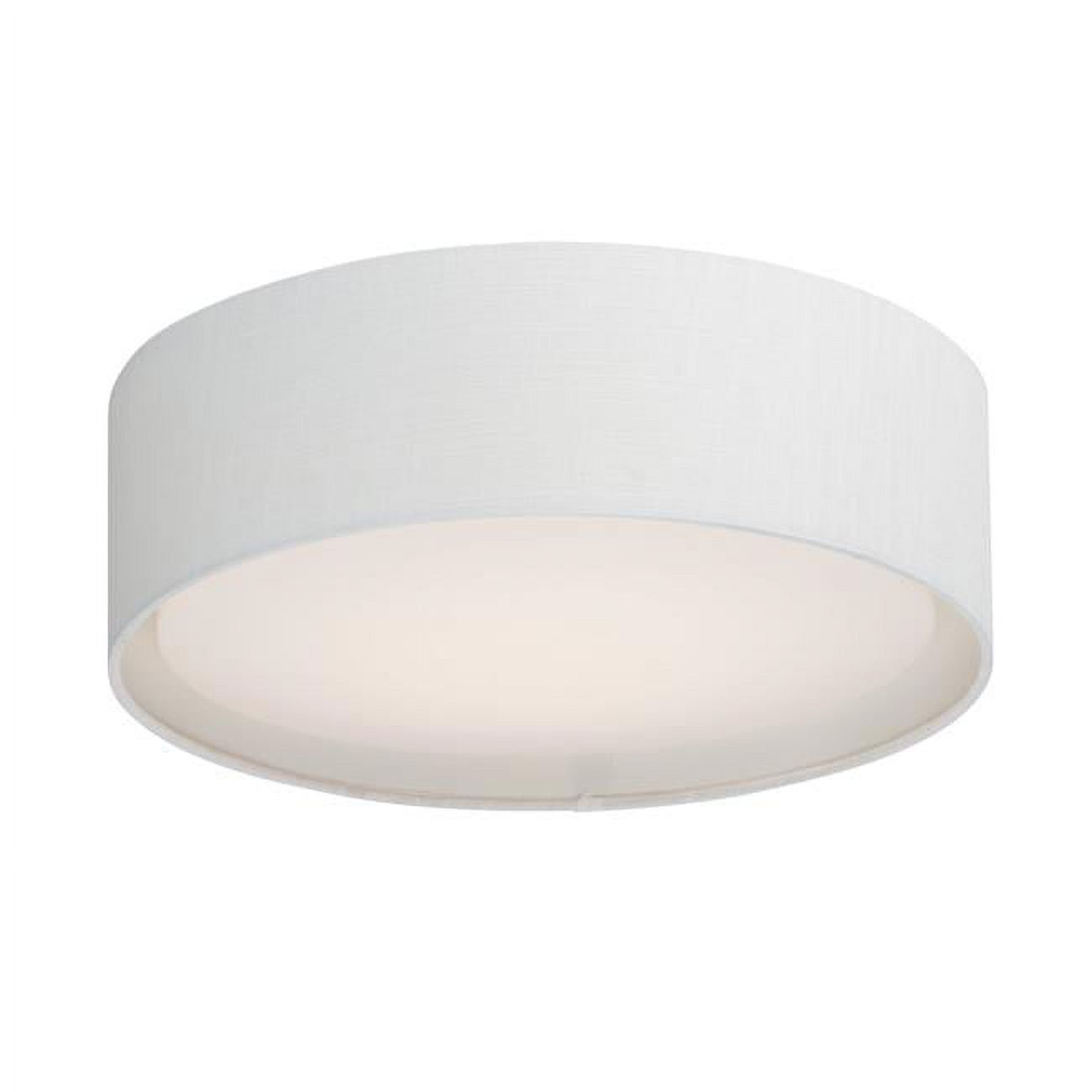 Modern 16" White Linen LED Drum Flush Mount Ceiling Light