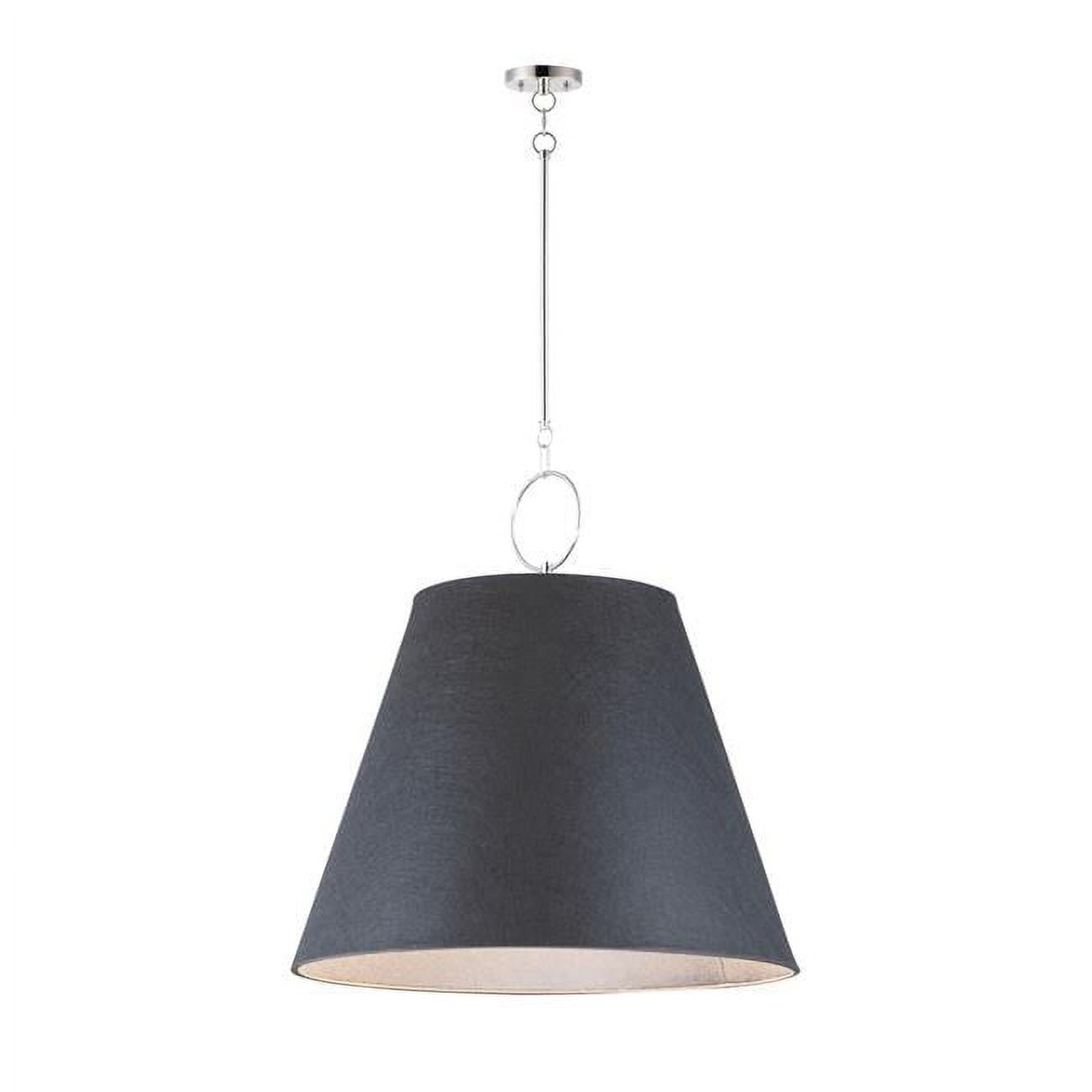 30" Polished Nickel Drum Pendant Light with Fabric Shade