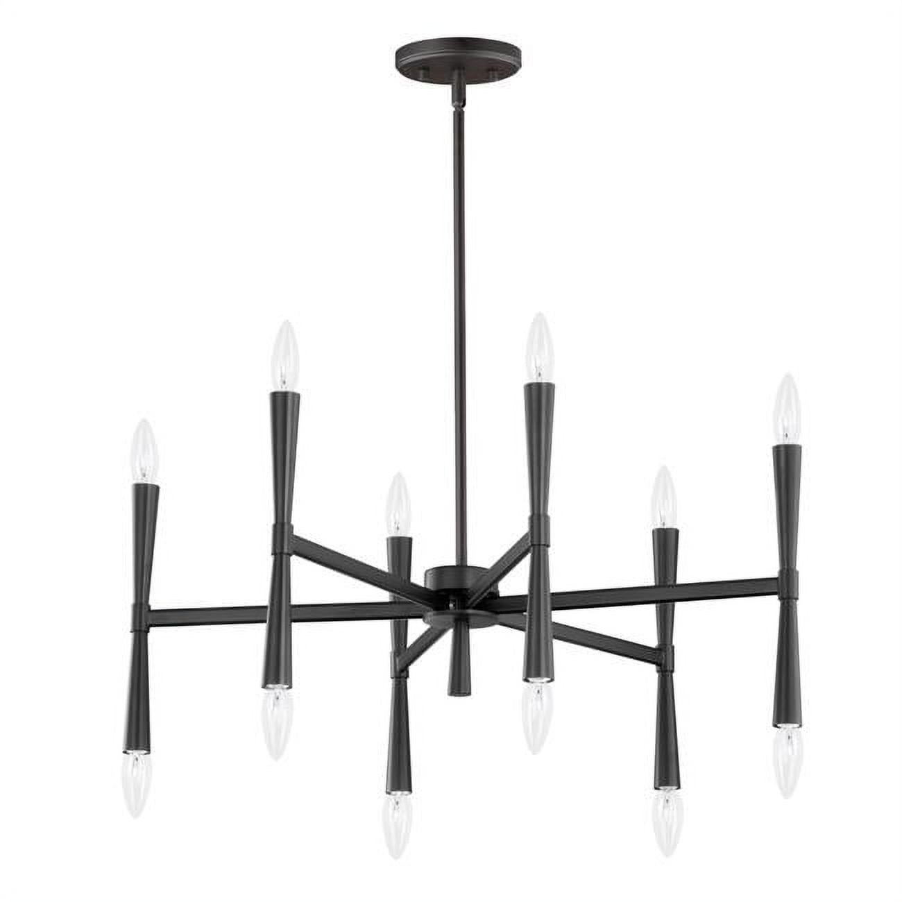 Rome Civic Black 12-Light Taper Candle Chandelier