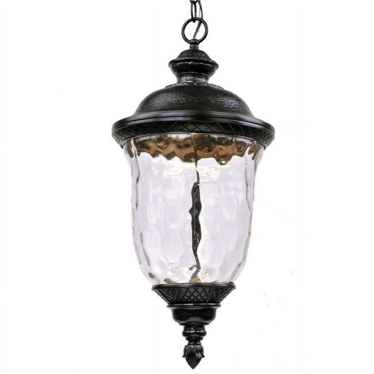 Oriental Bronze 25" LED Outdoor Hanging Lantern with Water Glass