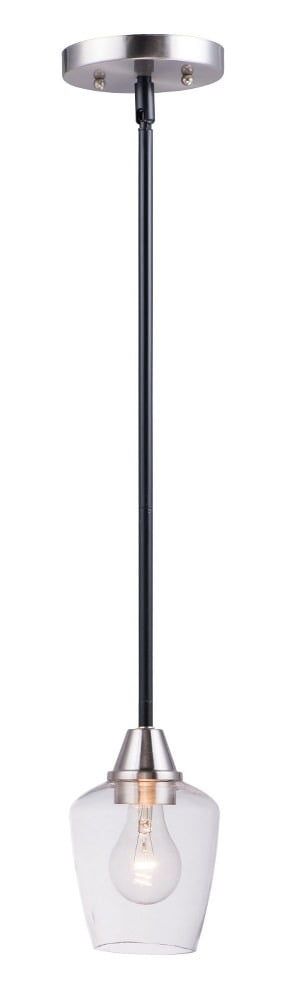 Clear Glass Black and Satin Nickel Mini Pendant Light