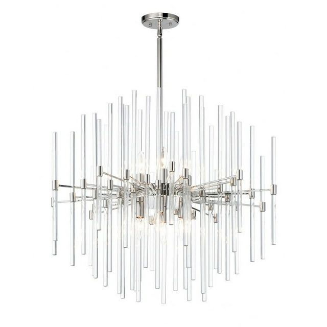 Divine Polished Nickel 28.5" 8-Light Chandelier with Clear Glass