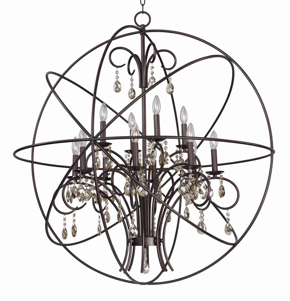 Oil Rubbed Bronze and Crystal 12-Light Spherical Chandelier