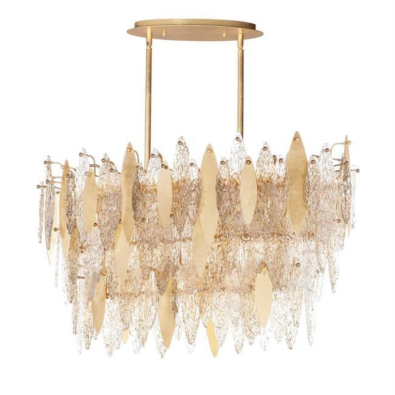 Majestic 18-Light Gold Leaf and Clear Glass Chandelier