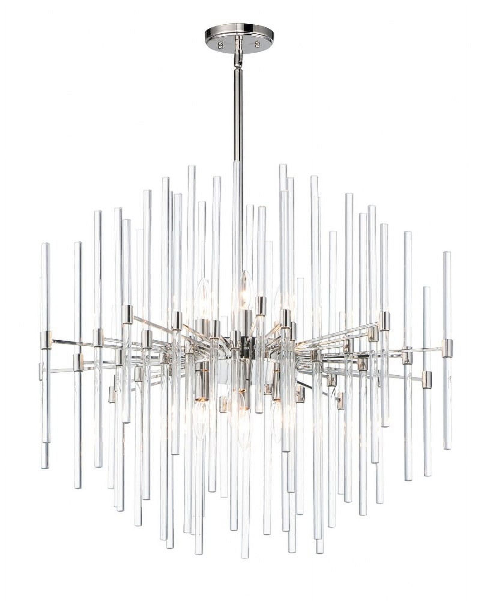 Divine Polished Nickel 28.5" 8-Light Chandelier with Clear Glass