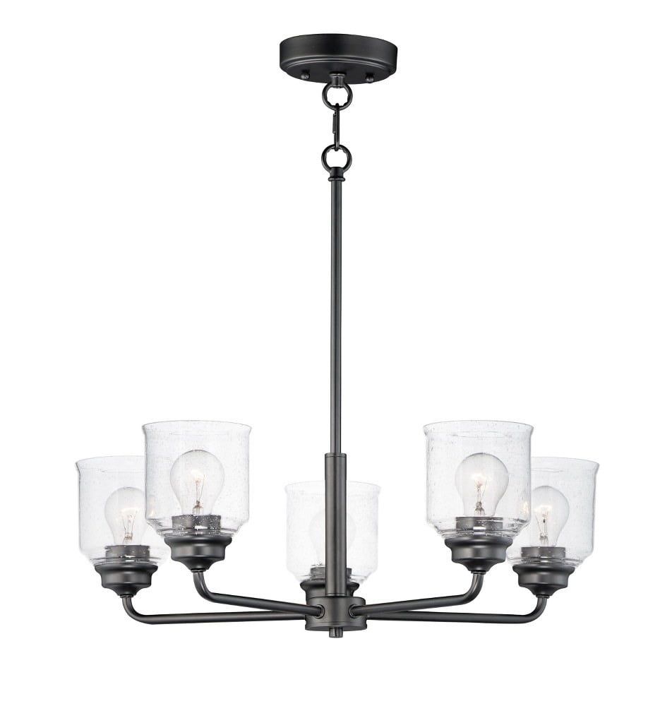 Acadia Seedy Glass Black 5-Light Adjustable Chandelier